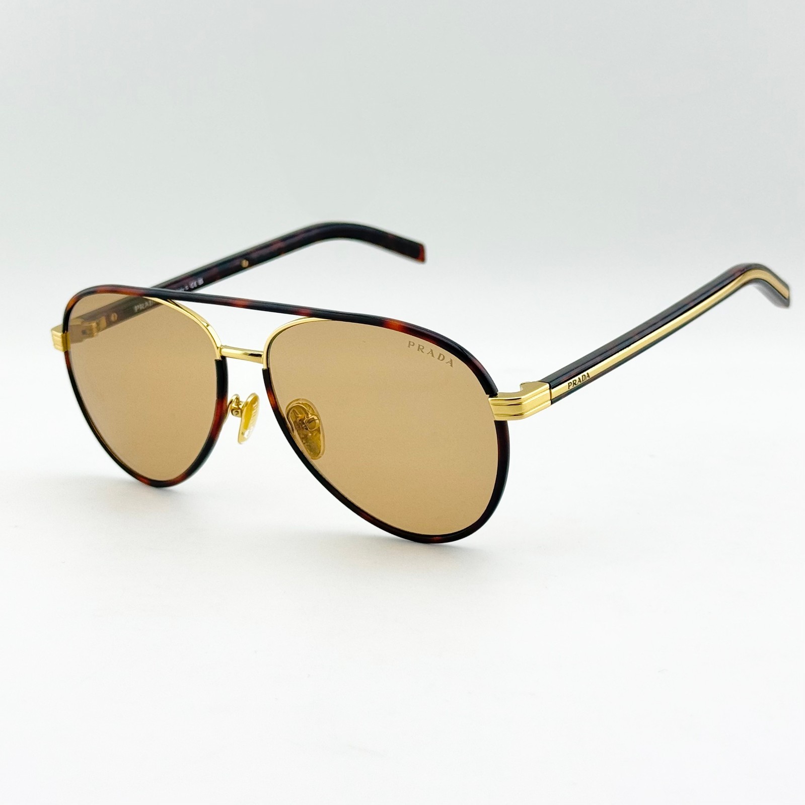 Prada SPR B57 Aviator Sunglasses Tortoise Gold Brown Lens 59-15-145