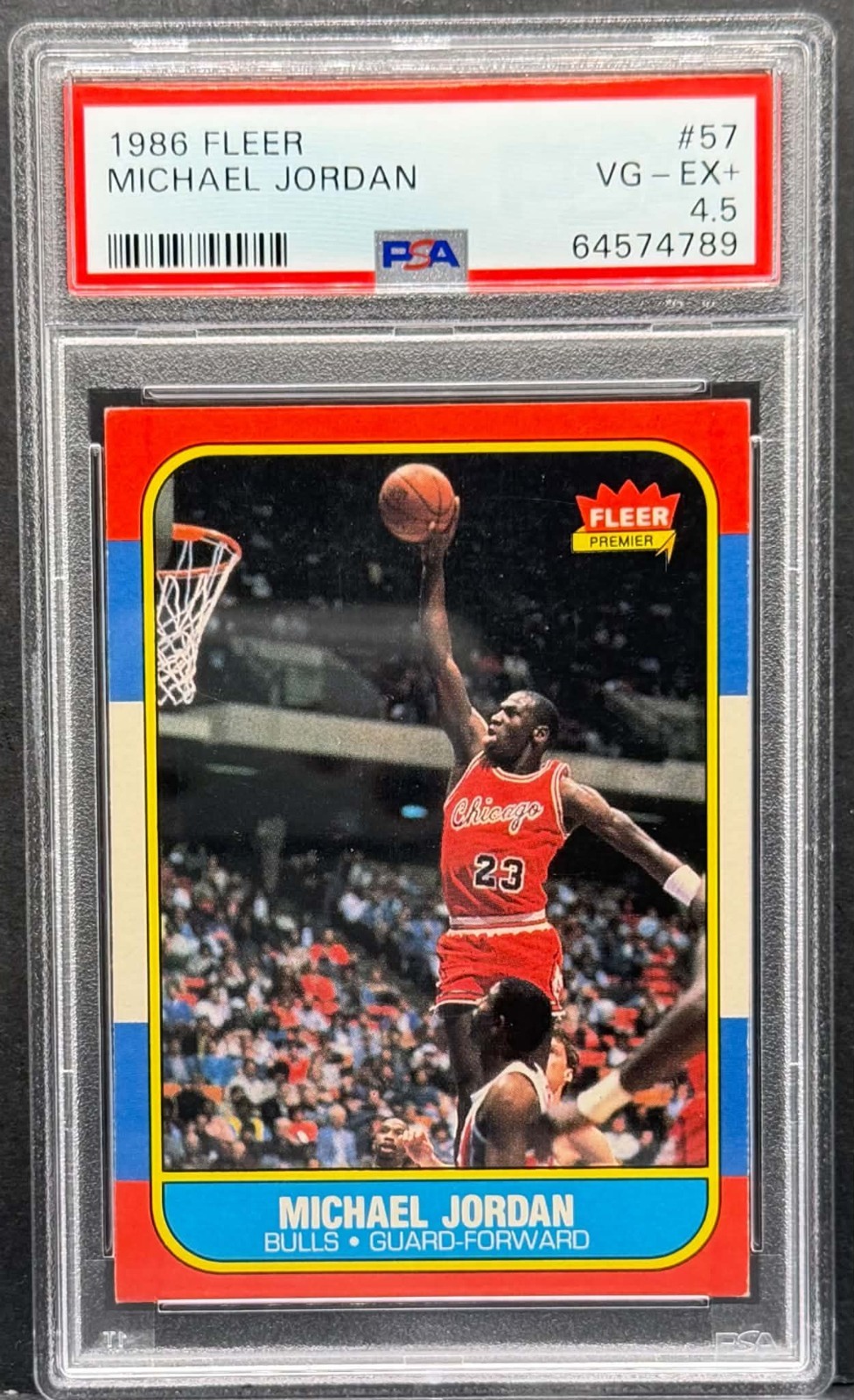  1986-87 Fleer Basketball - Michael Jordan - Rookie Card #57 RC - PSA 4.5 VG-EX+