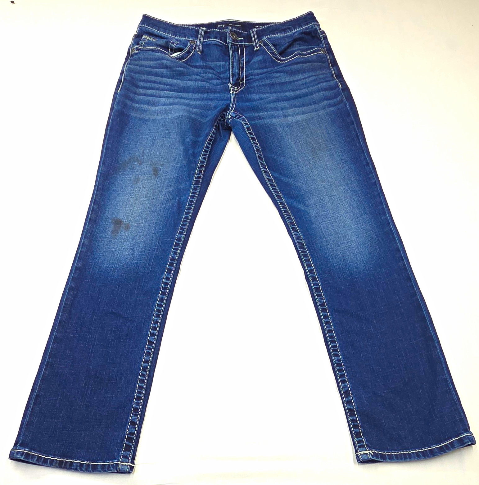 BKE Men\'s Jake Straight Fit 34X30 Blue Medium Wash Stretch Denim Jeans Logo