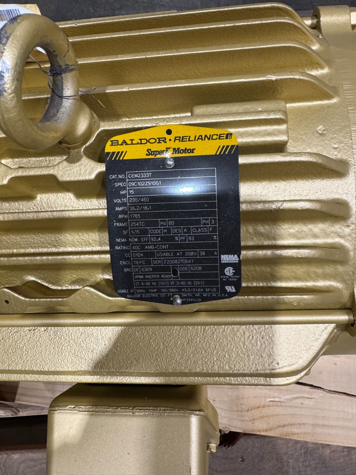 BRAND NEW - Baldor CEM2333T 15hp 60Hz 460V AC Electrical Motor - 254TC Frame
