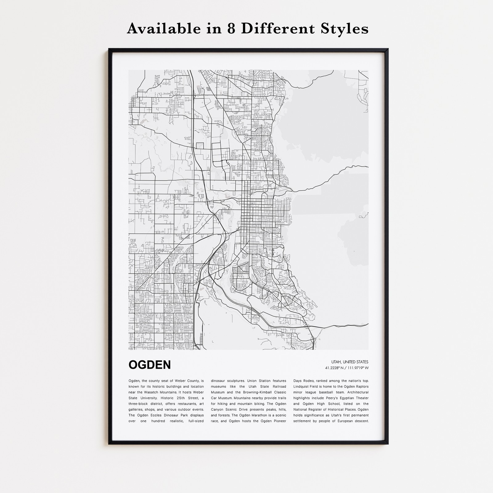 Ogden City Map Print, Utah Travel Poster, Modern Map, Wall Decor Art Ogden City Map Print, Utah Travel Poster, Modern Map, Wall Decor Art