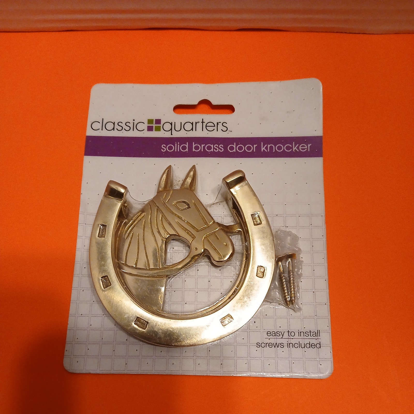 Solid Brass Horse And Horseshoe Door Knocker  nwt Ranch farm house Cowboy 