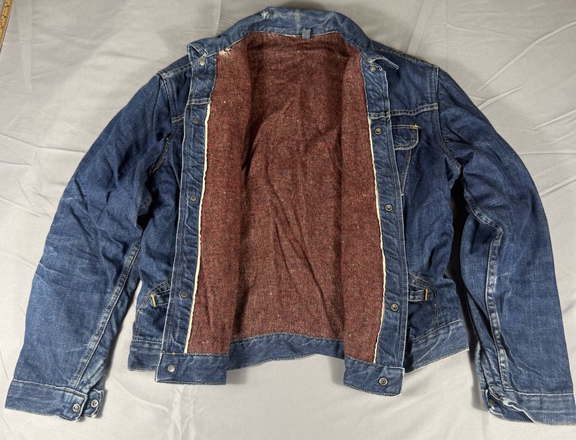 50s 60s JCPenney Foremost Selvedge Blanket Lined Jean Jacket True Vintage 1960s