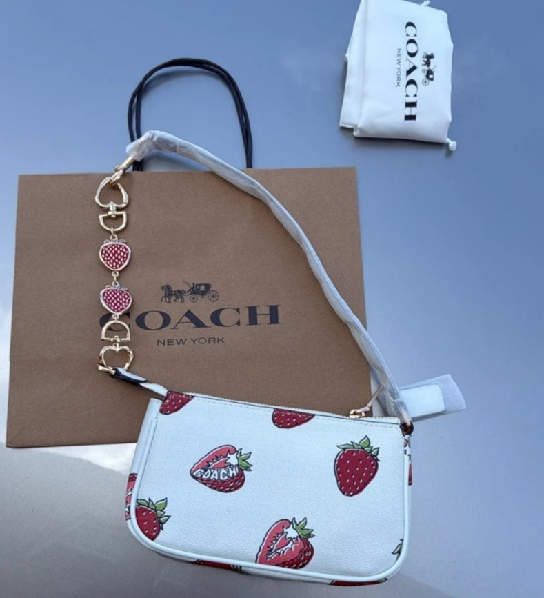 NWT Coach Nolita 19 Leather Shoulder Bag With Strawberry Print CAL25 NWT Coach Nolita 19 Leather Shoulder Bag With Strawberry Print CAL25