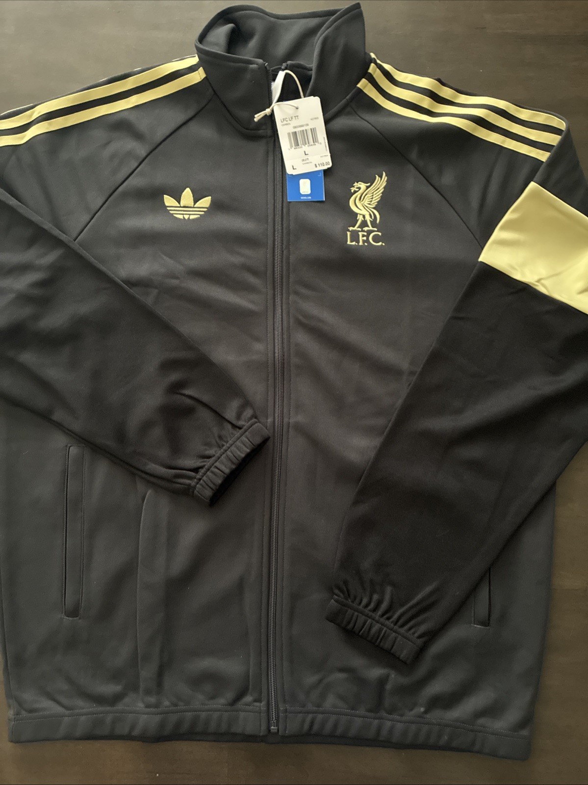 Adidas Liverpool FC LFSTLR Track Top KC7802 Carbon Black Gold Men's Large Adidas Liverpool FC LFSTLR Track Top KC7802 Carbon Black Gold Men's Large