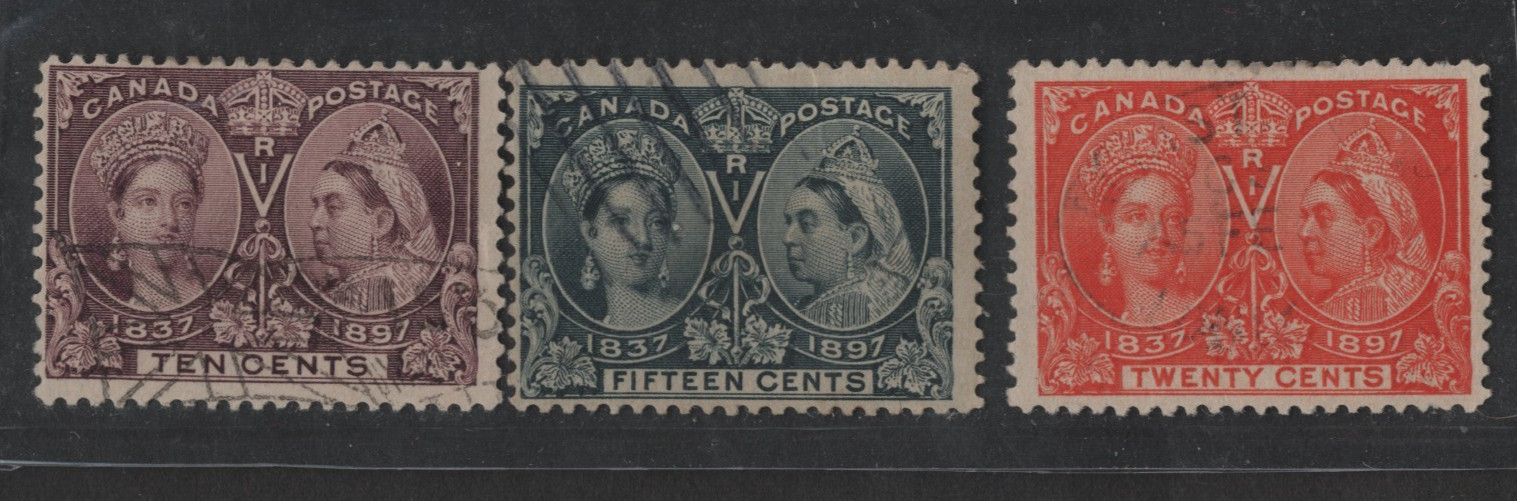 Canada 1897 Jubilee Scott #57-59 Lightly Used With Neat Perfs Nicely Centered