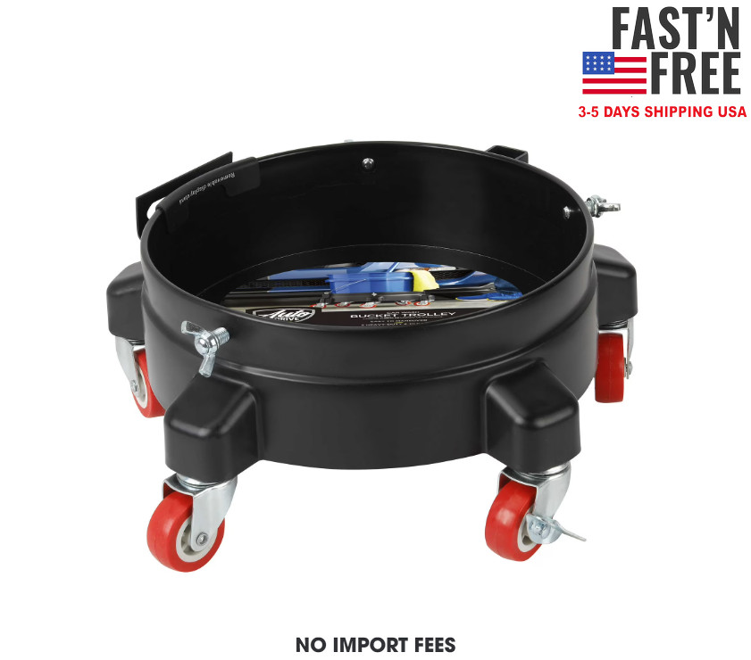 Auto Drive 12-inch Heavy Duty Plastic Garage Bucket Dolly, 5 Wheel with Lockable Auto Drive 12-inch Heavy Duty Plastic Garage Bucket Dolly, 5 Wheel with Lockable