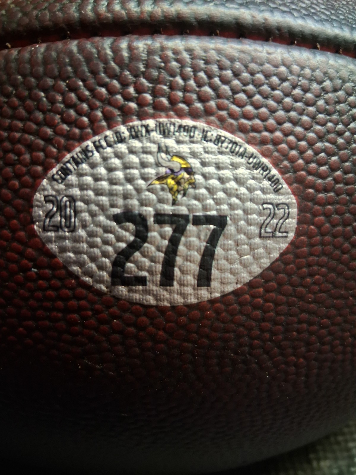 2022 Minnesota Vikings Team Issued Game Prepped Footballs 2022 Minnesota Vikings Team Issued Game Prepped Footballs
