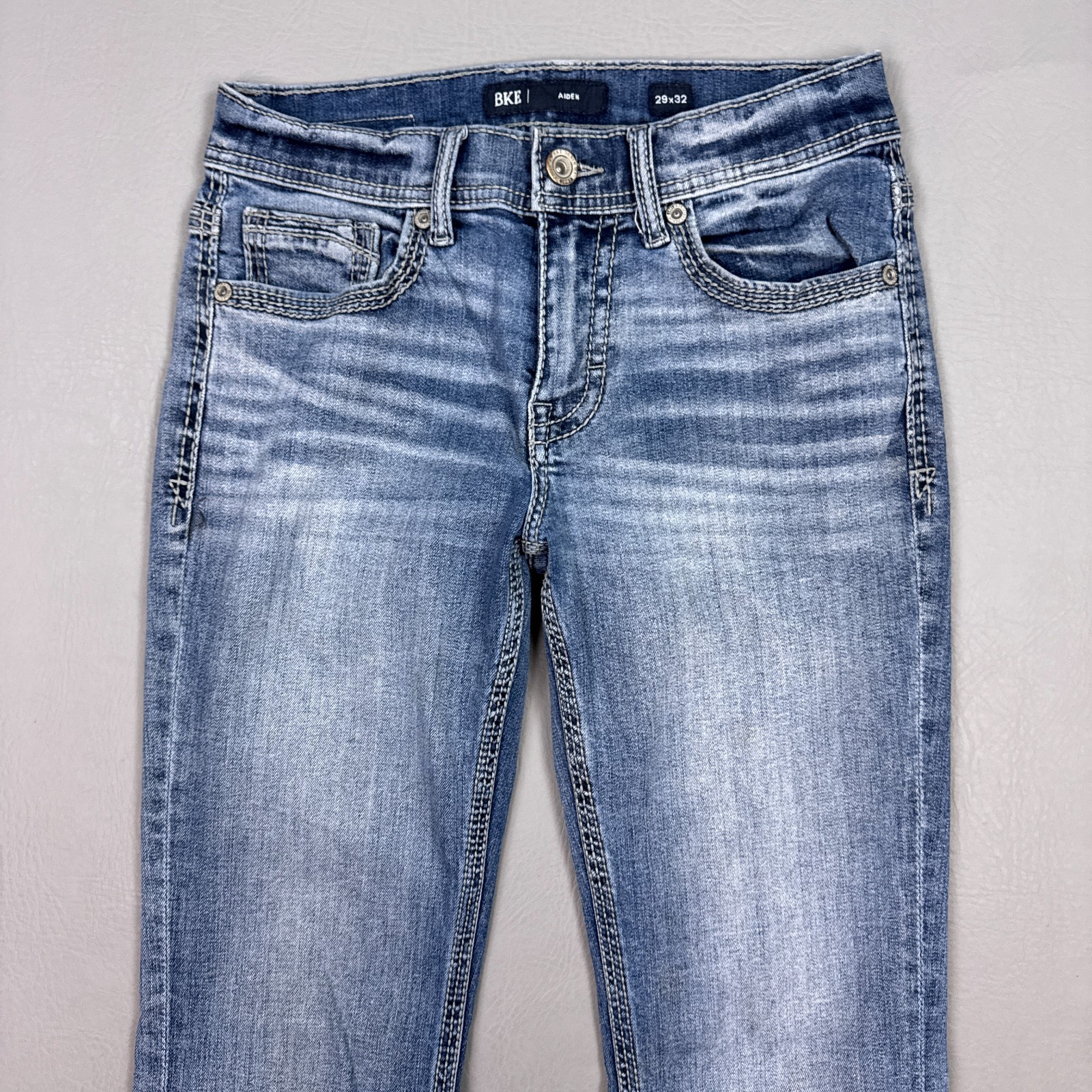 BKE Jeans Mens 29x32 Blue Aiden Buckle Denim Pants Faded Embroidered Stretch BKE Jeans Mens 29x32 Blue Aiden Buckle Denim Pants Faded Embroidered Stretch