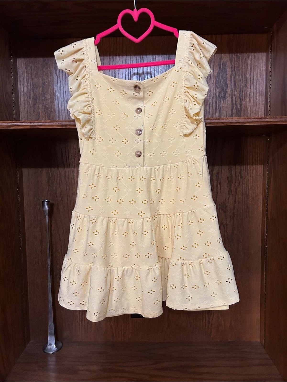 btween Yellow Eyelet Ruffle Tiered Sundress girls size 7