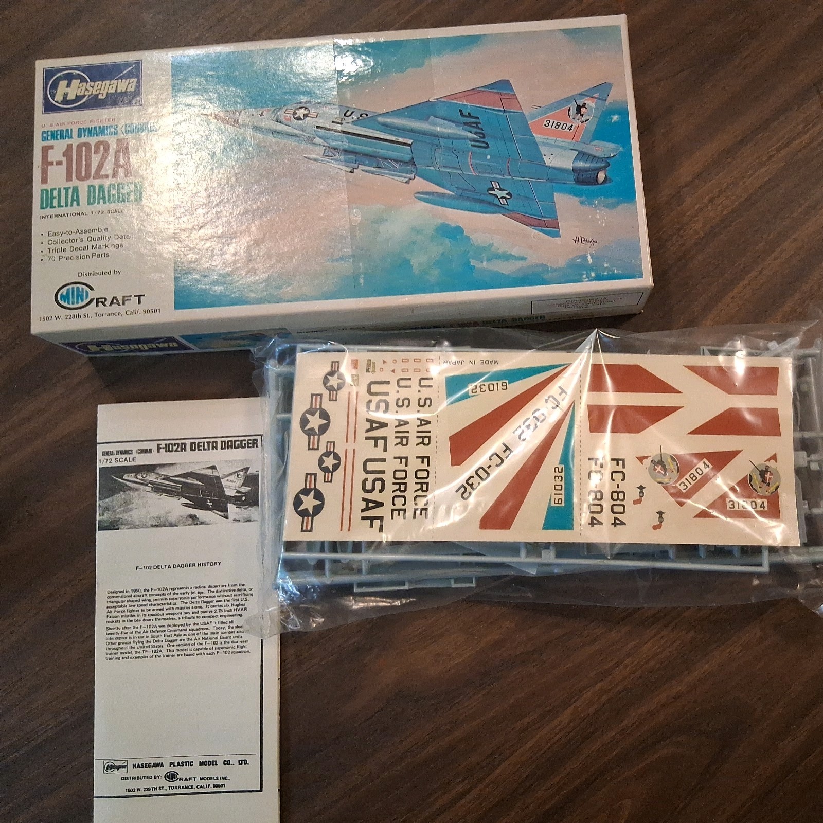 Vintage Hasegawa F-102A Delta Dagger 1/72 Model Kit Open Box Sealed Parts Vintage Hasegawa F-102A Delta Dagger 1/72 Model Kit Open Box Sealed Parts