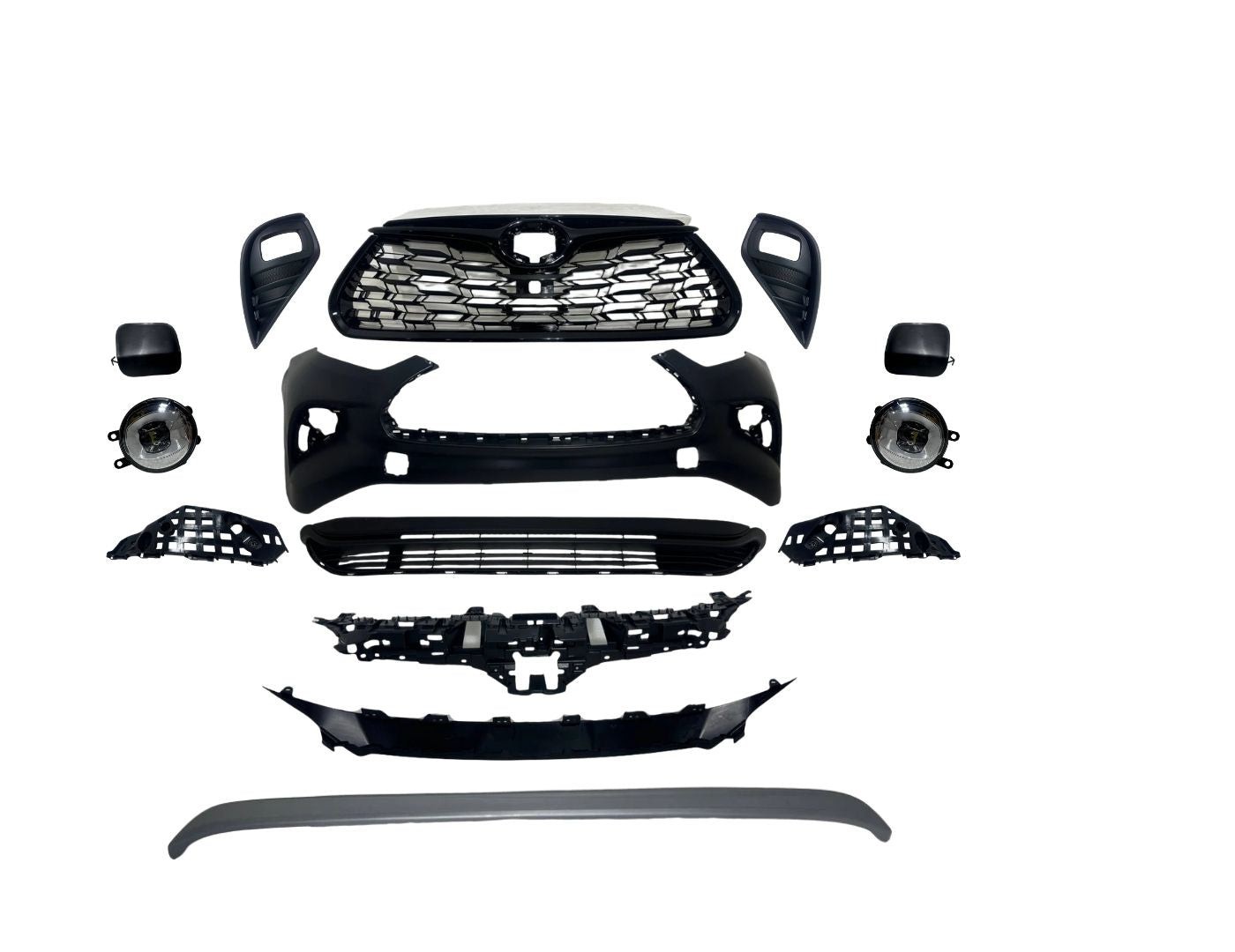 New Fits 2020 2025 Toyota Highlander Front Bumper Complete Silver Trim Fog Light