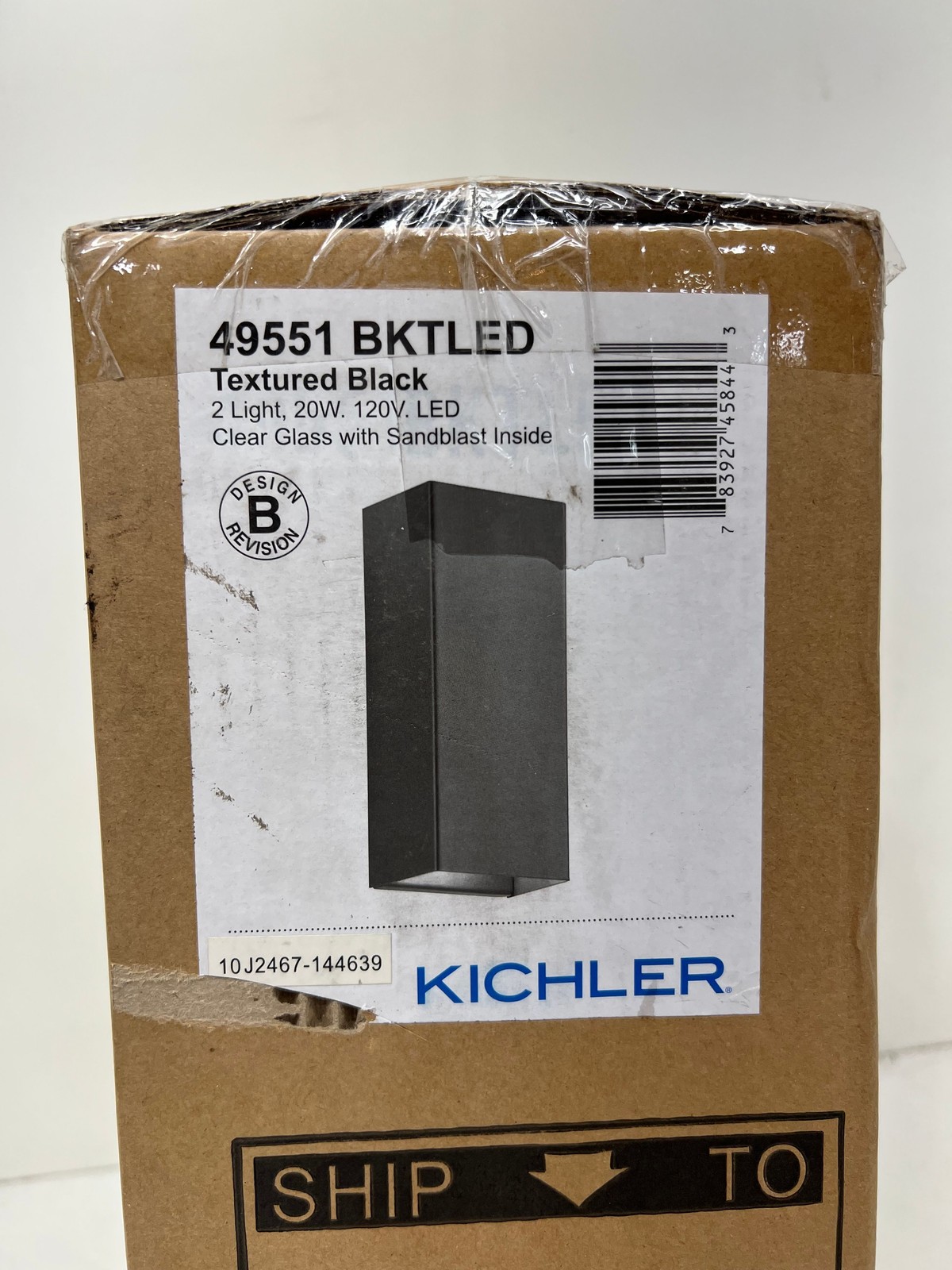 Kichler Walden 12 in. 1-Light Textured Black Outdoor Wall Lantern Sconce LED