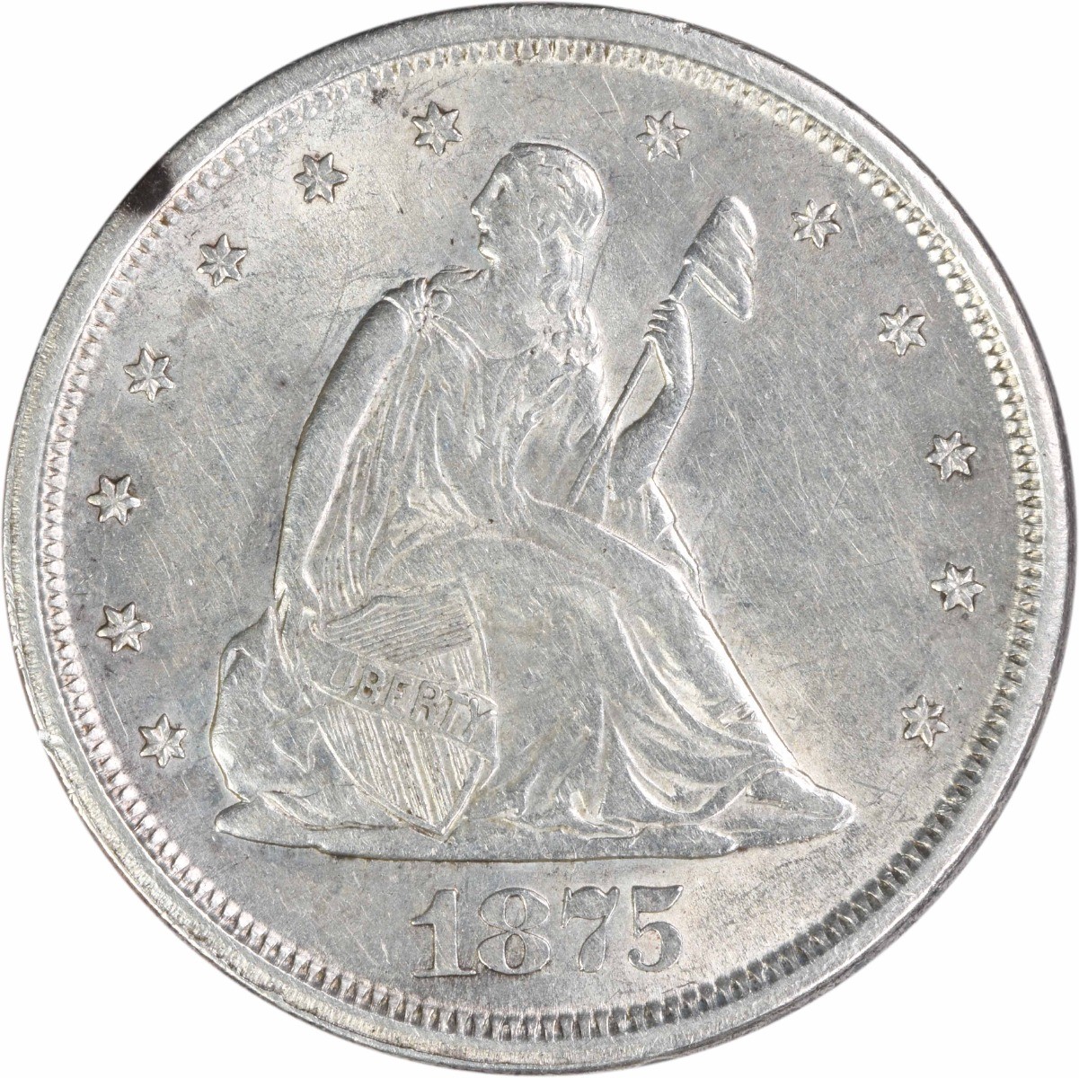 1875-S Twenty Cent Silver Piece AU Uncertified #883 1875-S Twenty Cent Silver Piece AU Uncertified #883