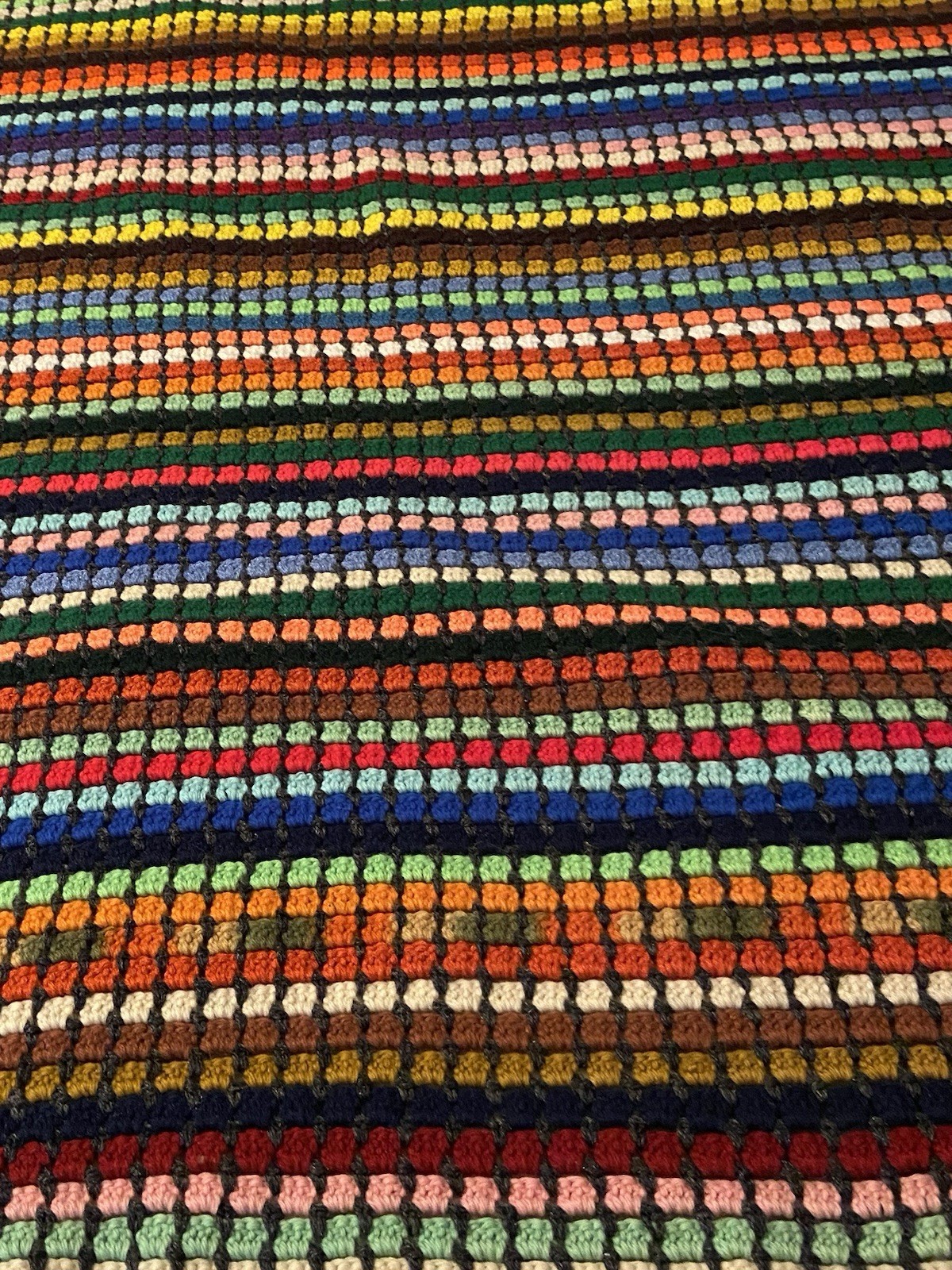 Multicolored Striped Afghan 1970\'s Handmade Medium Weight Throw 48x56 Mint Multicolored Striped Afghan 1970\'s Handmade Medium Weight Throw 48x56 Mint