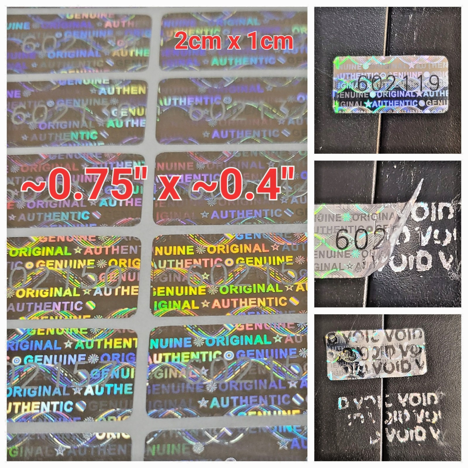 100 Security Stickers Labels Warranty Void Tamper Authentic Genuine Hologram Set 100 Security Stickers Labels Warranty Void Tamper Authentic Genuine Hologram Set