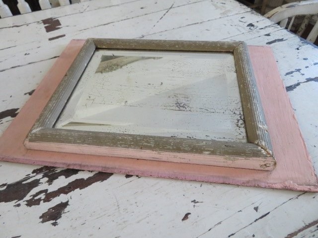 AMAZING Old Vintage Shabby PINK Gold VERY GHOSTY MIRROR Use for Plateau Display