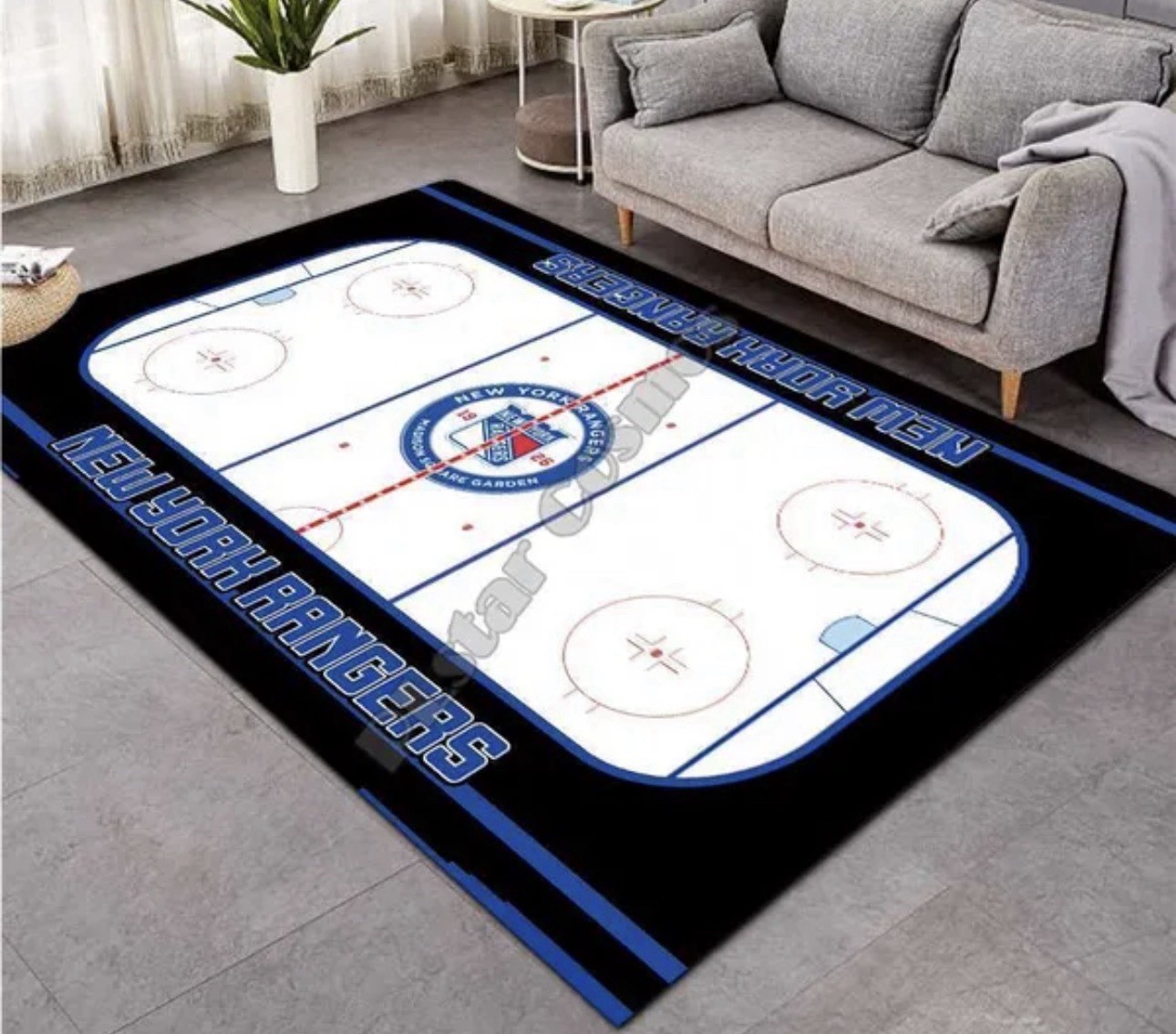 New York Rangers NHL Hockey Rink Runner Area Rug Mat Carpet 67”x94” New York Rangers NHL Hockey Rink Runner Area Rug Mat Carpet 67”x94”