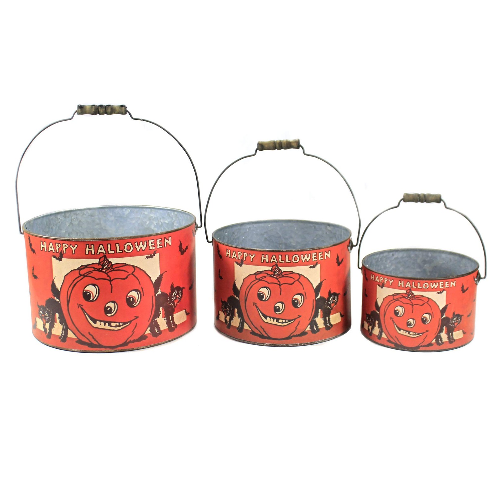 Primitives by Kathy Happy Halloween Decorative Bucket Set, Set of 3 Primitives by Kathy Happy Halloween Decorative Bucket Set, Set of 3