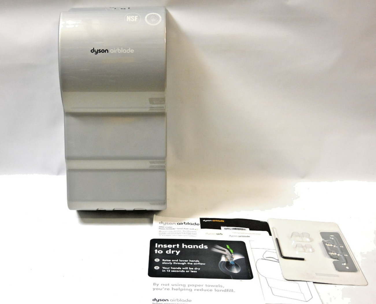 DYSON AIRBLADE AB02 LV 120 VOLT HAND DRYER ALUMINUM BODY BATHROOM WALL AB 02 DYSON AIRBLADE AB02 LV 120 VOLT HAND DRYER ALUMINUM BODY BATHROOM WALL AB 02