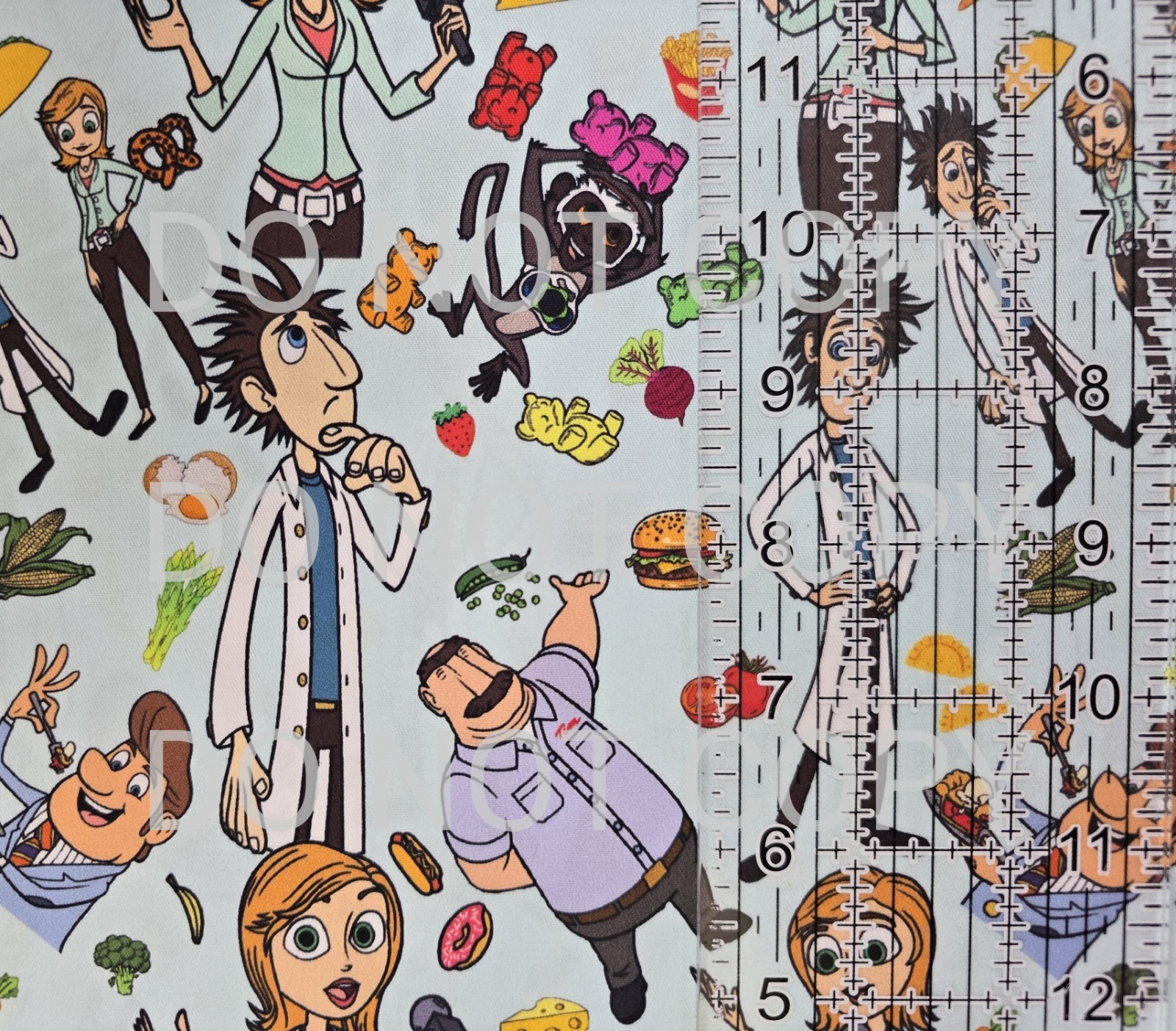 Custom 100% Cotton Woven Fabric Cloudy Chance Meatballs By the 1/4 Yard 9x56 Custom 100% Cotton Woven Fabric Cloudy Chance Meatballs By the 1/4 Yard 9x56