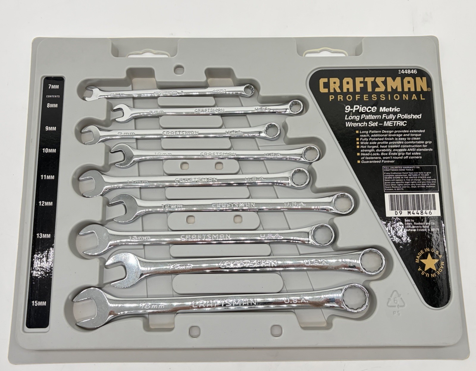 NOS Craftsman Professional Metric Wrench Set 9 Pc Long Pattern USA NOS Craftsman Professional Metric Wrench Set 9 Pc Long Pattern USA