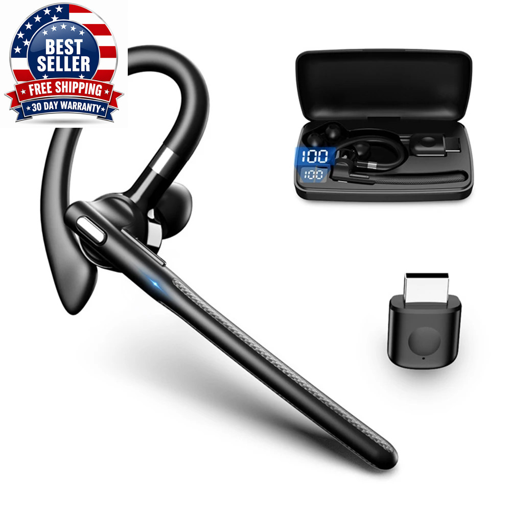 Bluetooth 5.4 Wireless Headset Ear-Hook Single Ear Driving Headphone with Dual-M