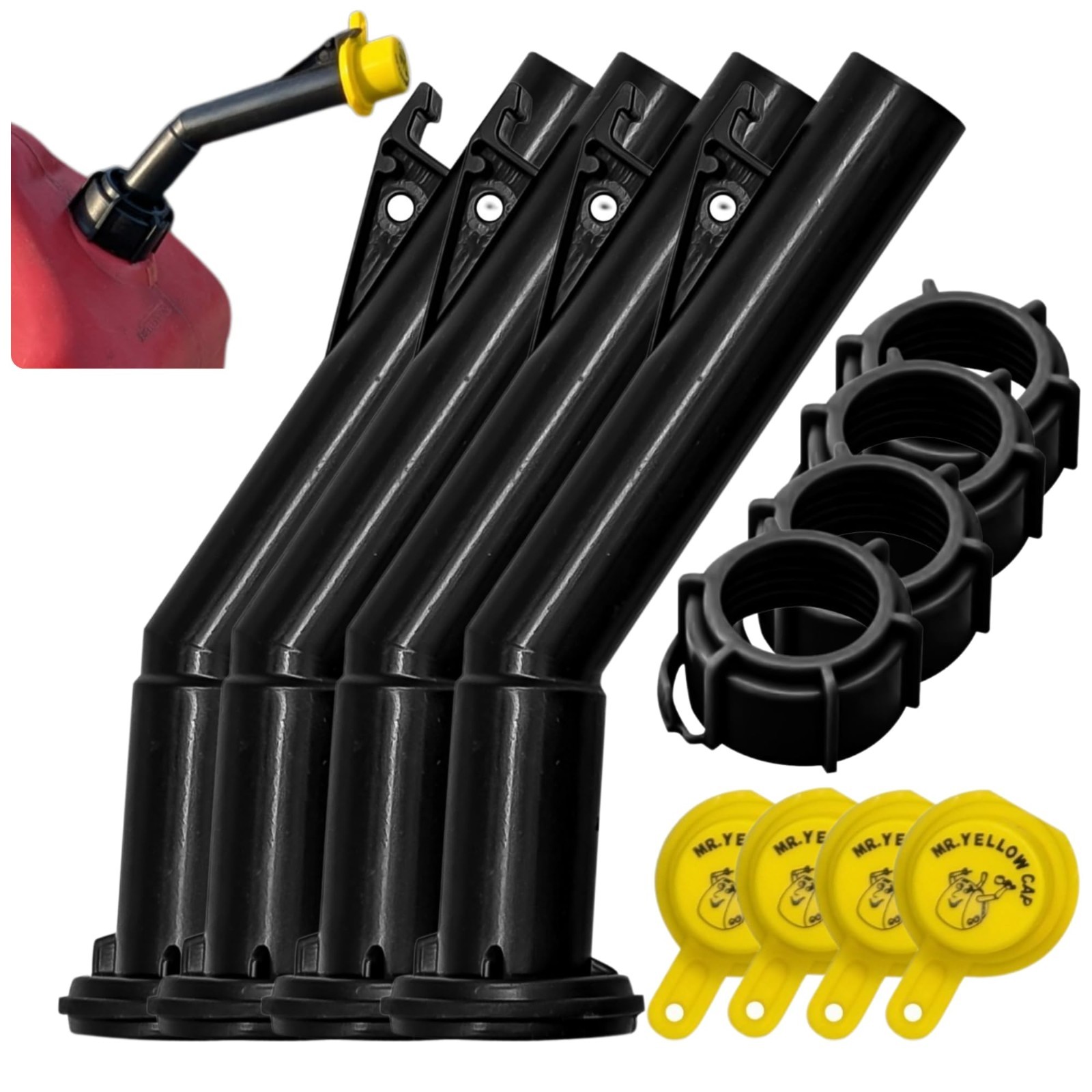 4 - Blitz Gas Can Nozzle Spouts Rings Caps Replacement Vintage 900094 900092 NEW 4 - Blitz Gas Can Nozzle Spouts Rings Caps Replacement Vintage 900094 900092 NEW