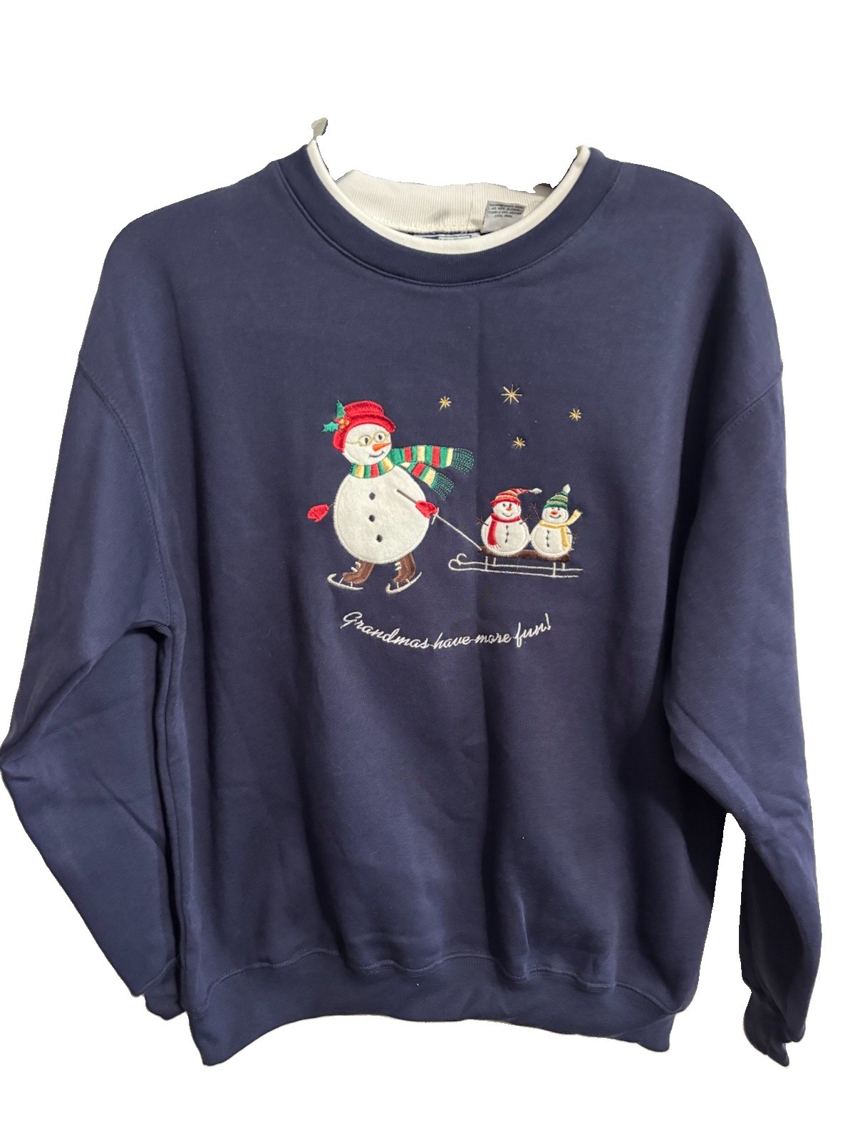 Vintage Sears Bold Spirit Snowmen Grandmas Have More Fun Sweatshirt M (10-12) Vintage Sears Bold Spirit Snowmen Grandmas Have More Fun Sweatshirt M (10-12)