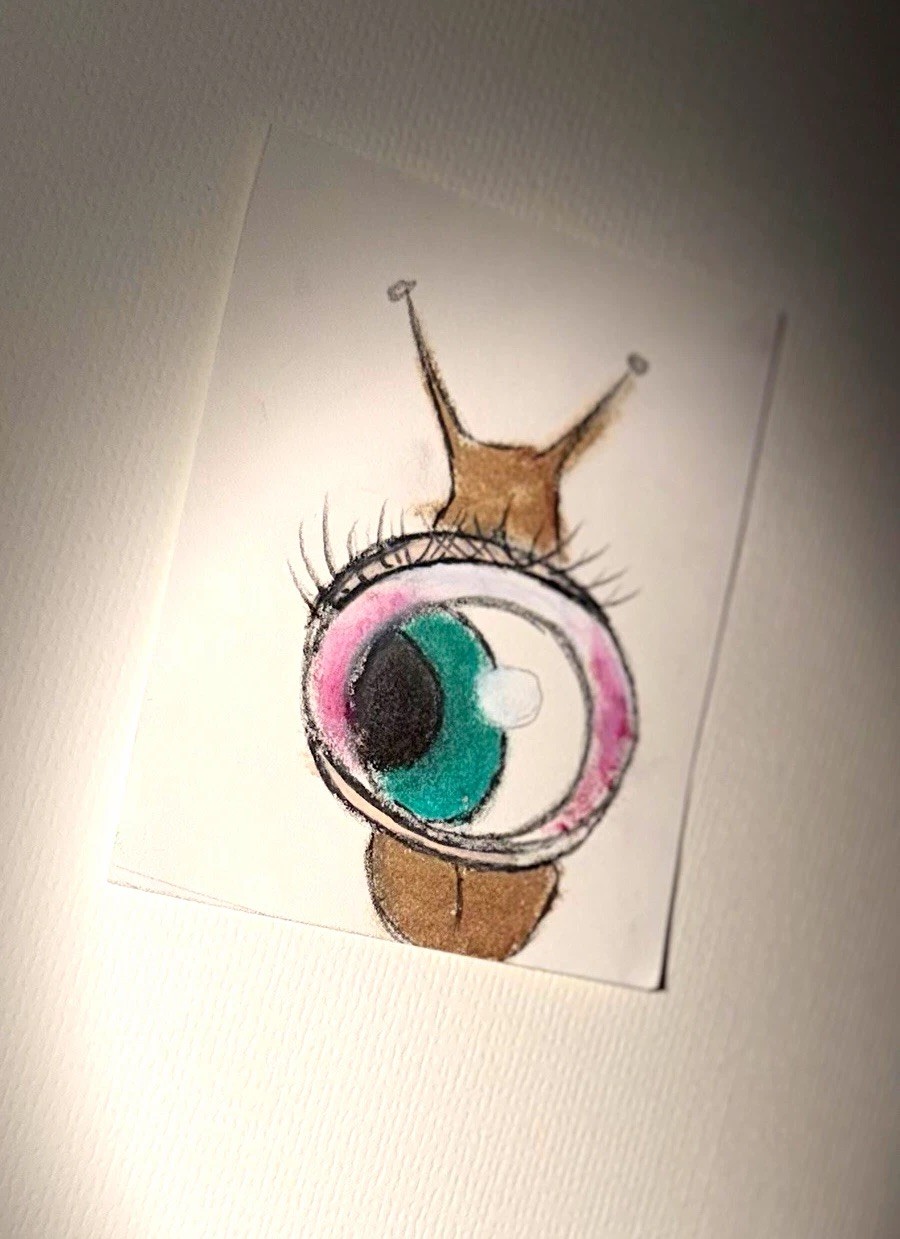 Colored Snail Eye Drawing Illustration Art Cartoon on Paper Small Unframed Colored Snail Eye Drawing Illustration Art Cartoon on Paper Small Unframed