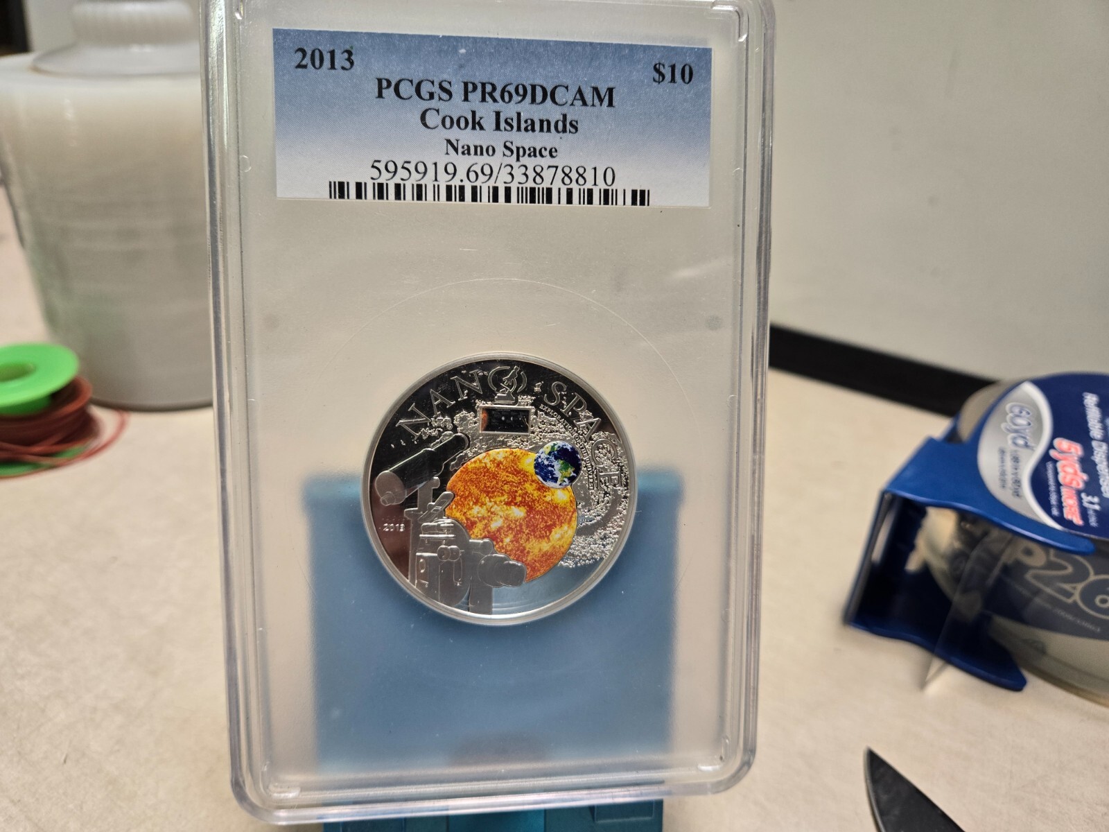 Rare 2013 Cook Is 50mm Silver color $10 Nano Space-PCGS PR DCAM 69