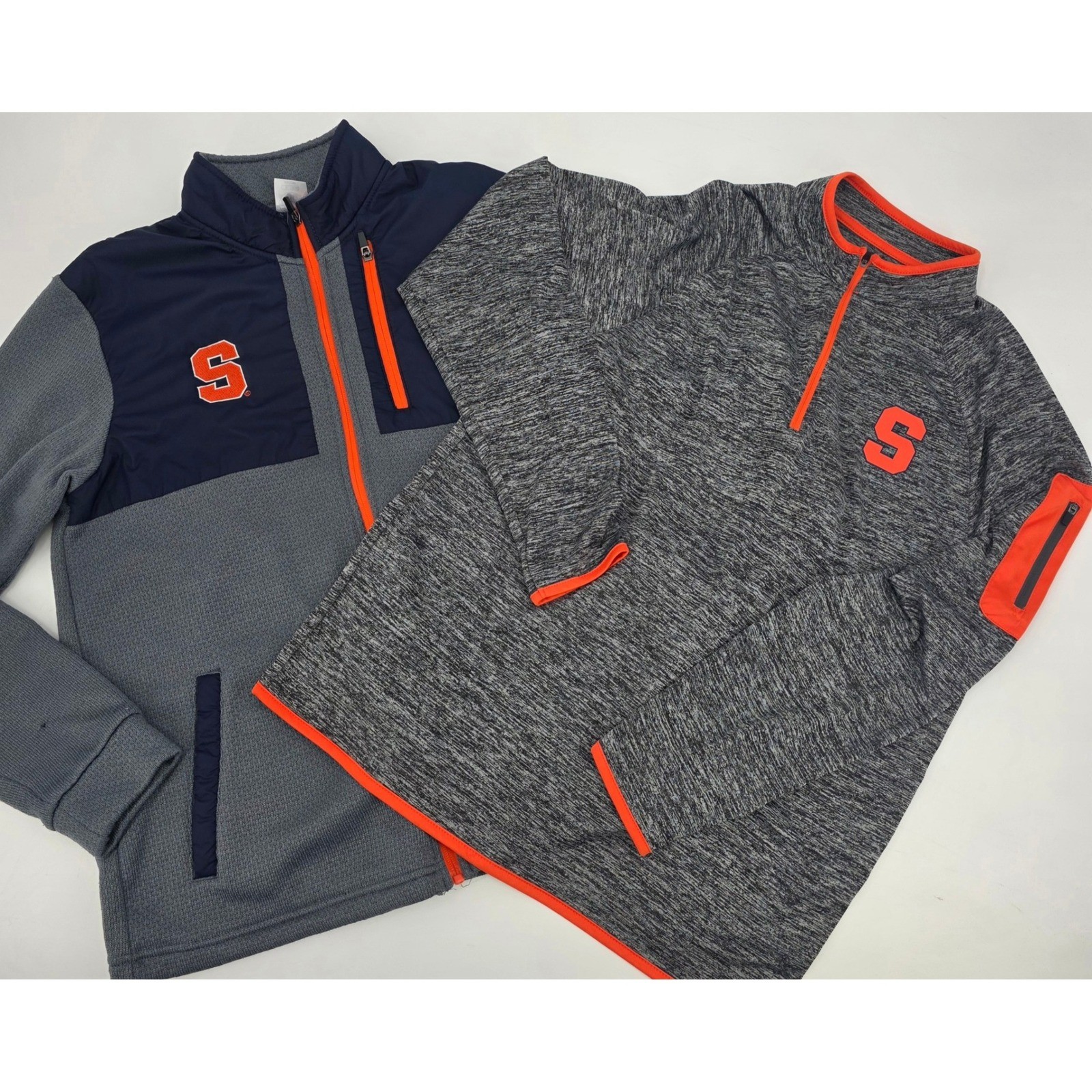 SYRACUSE UNIVERSITY JACKET 1/4 ZIP SHIRT MENS MEDIUM GRAY ORANGE LOT OF 2 NCAA