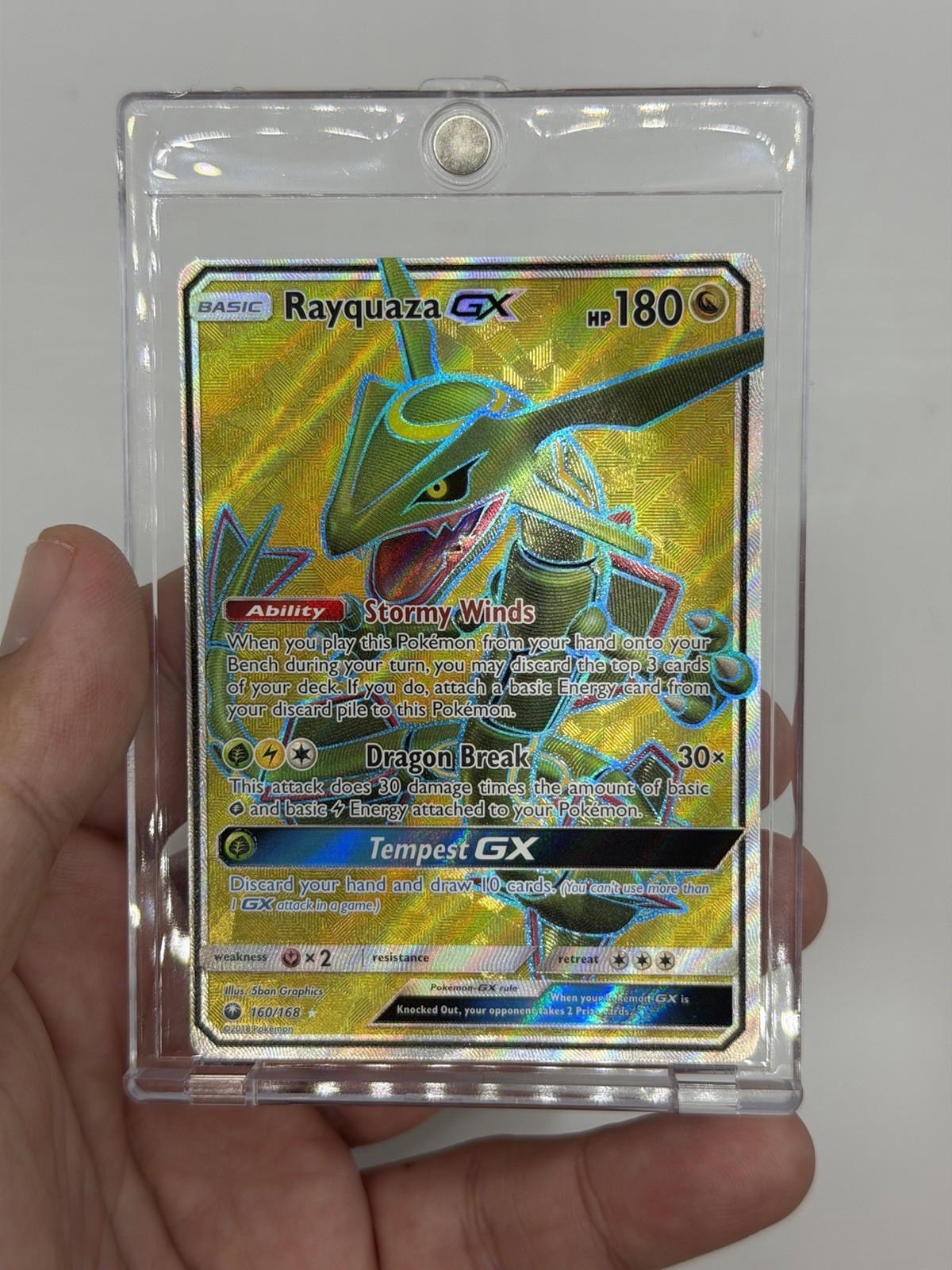 2018 Pokémon TCG Rayquaza GX 160/168 SM Celestial Storm Ultra Rare Holo Full Art 2018 Pokémon TCG Rayquaza GX 160/168 SM Celestial Storm Ultra Rare Holo Full Art