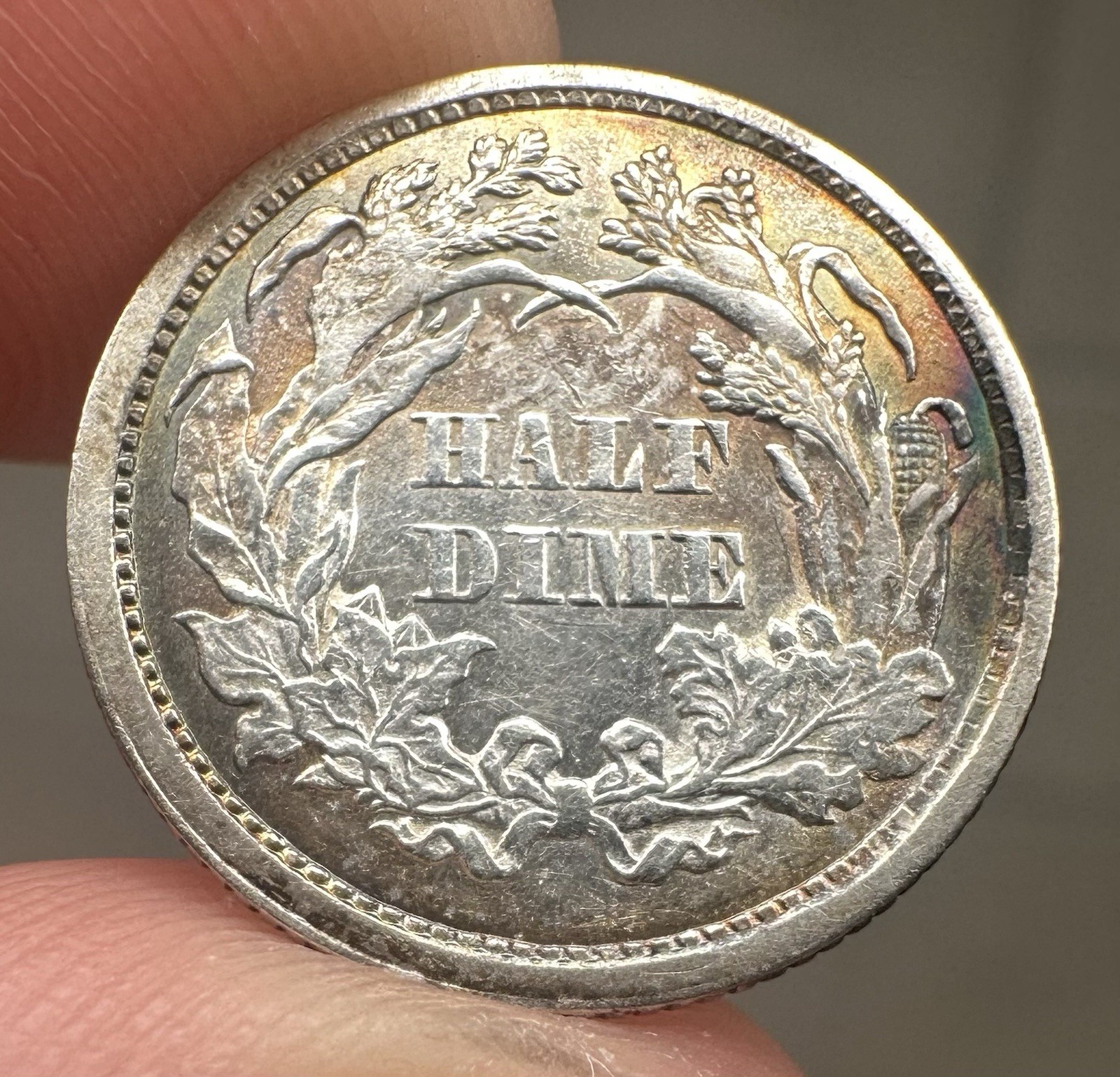 1873 H10c Seated Liberty Half Dime 90% Silver US Coin TONED BEAUTIFULLY AU Det 1873 H10c Seated Liberty Half Dime 90% Silver US Coin TONED BEAUTIFULLY AU Det