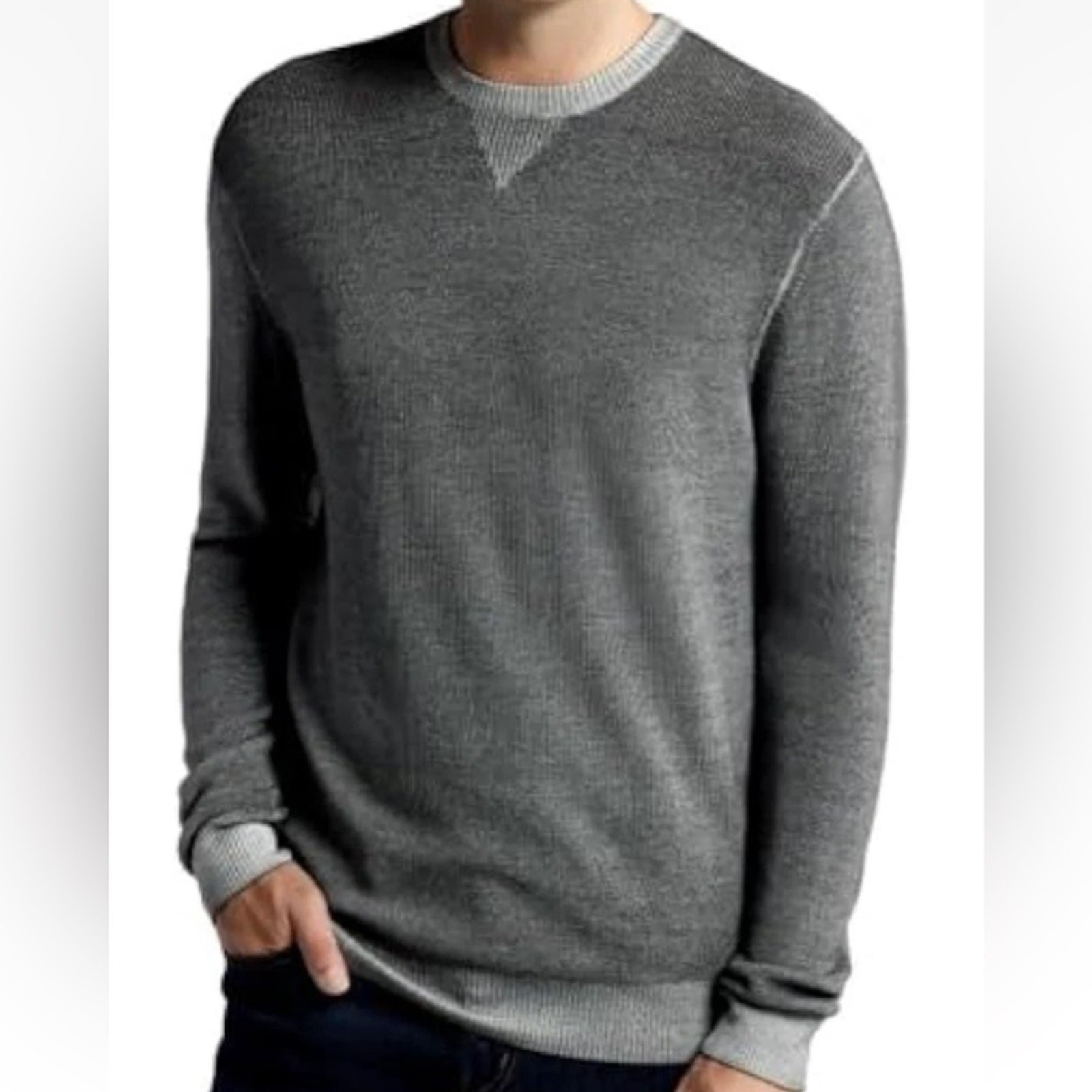 NWT Johnnie-O Burgess Garment Dyed Merino Wool Lightweight Sweater Gray Medium