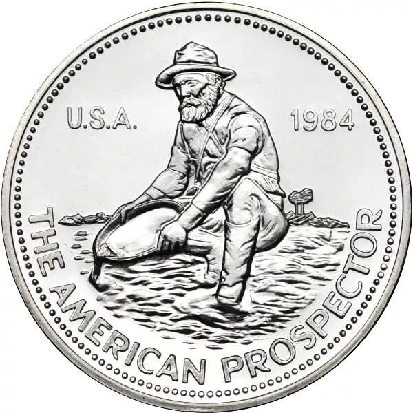 Vintage 1984 Engelhard Big E Prospector 1 oz .999 Silver Round ~ Blast White ~ Vintage 1984 Engelhard Big E Prospector 1 oz .999 Silver Round ~ Blast White ~