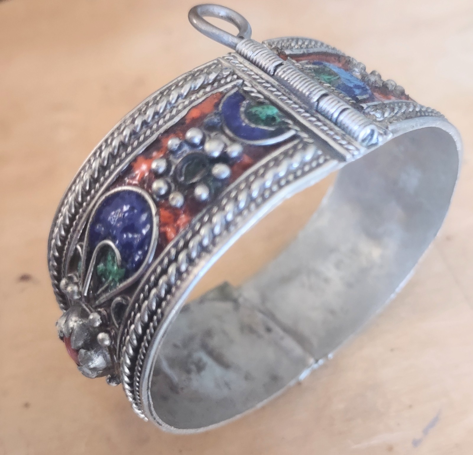 Antique Handmade Enamel Berber Kabyle Moroccan Cuff Bracelet Antique Handmade Enamel Berber Kabyle Moroccan Cuff Bracelet