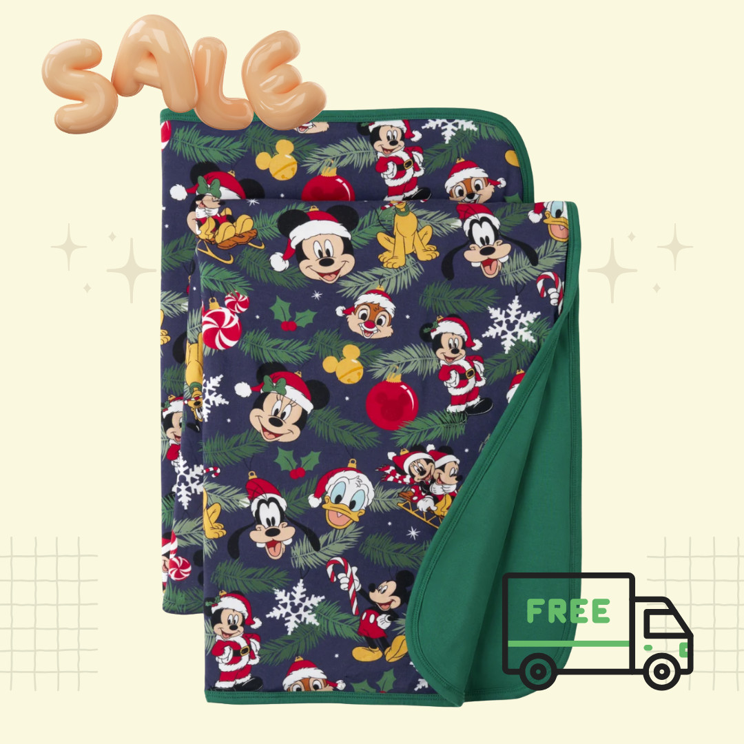 [SALE] Little Sleepies Mickey Friends Deck The Halls Large Cloud Blanket Disney