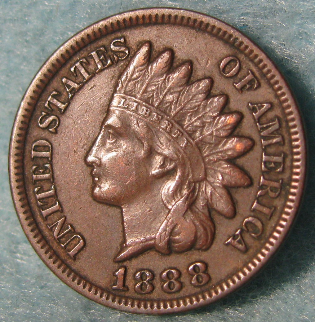 1888 Indian Head Penny Small Cent With Liberty & Diamonds US Coin #242