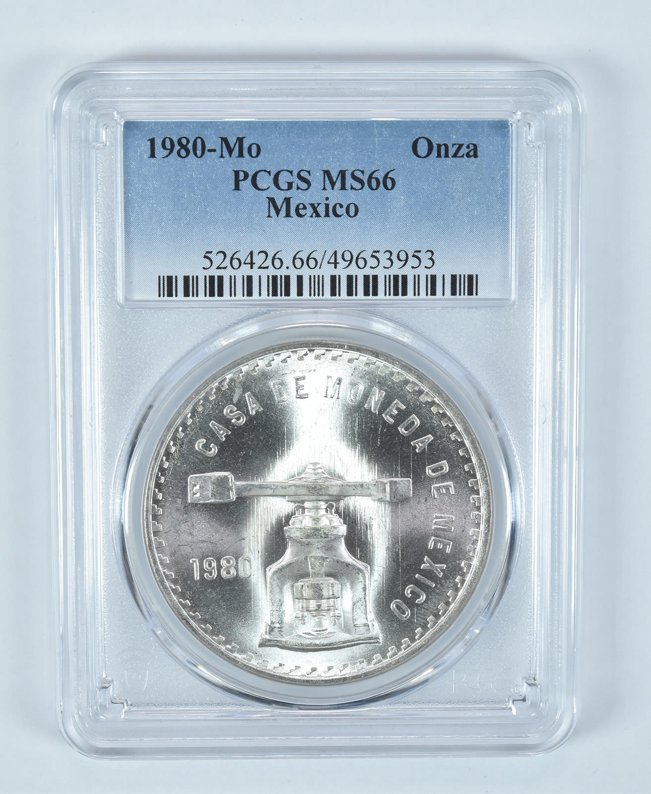 1980 Mo Mexico 1 Onza Silver MS66 PCGS Blue Label 1980 Mo Mexico 1 Onza Silver MS66 PCGS Blue Label