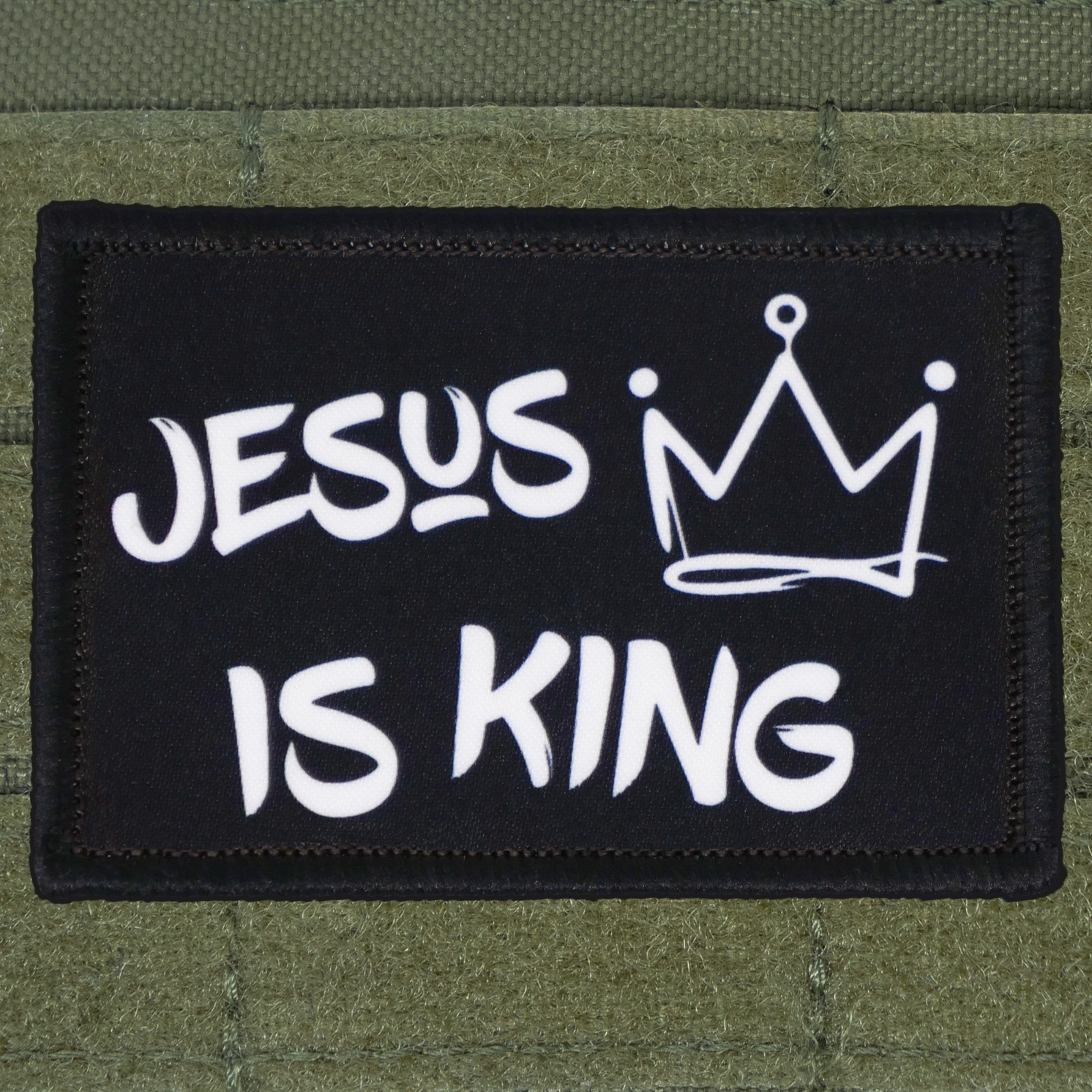 Jesus Is King Patch Moral Tactical Religious Christian Military Hook & Loop 3x2