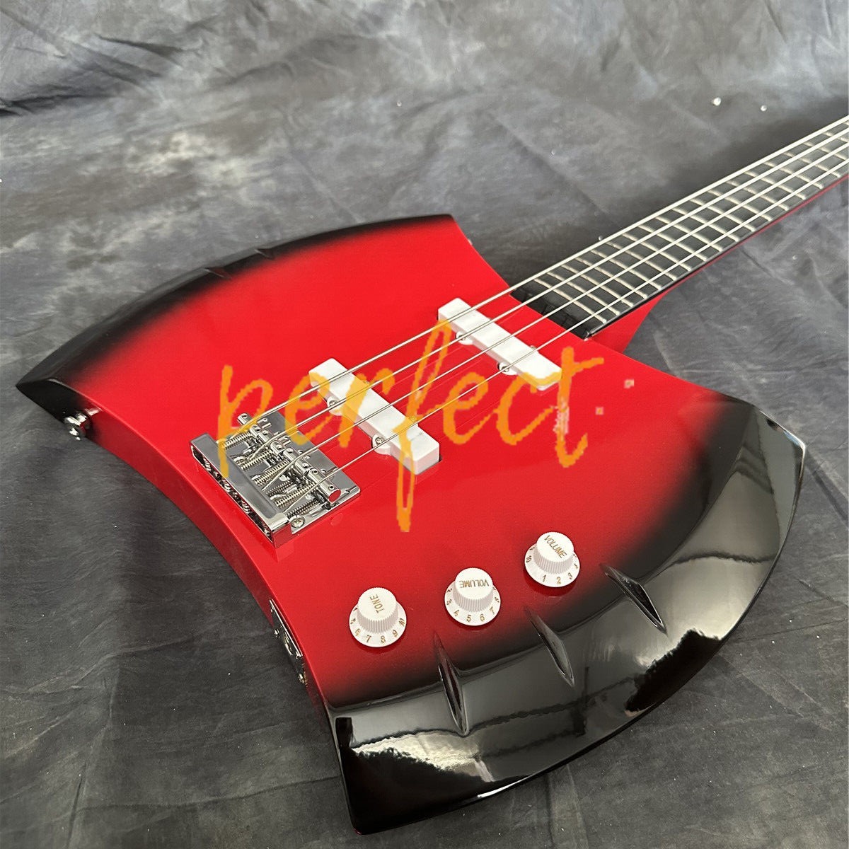 Marceline Double Edged Axe Electric Bass Guitar 4 String Red Solid 