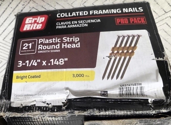 ✨️ Grip-Rite 3-1/4 in. x 0.148 in. 21° Plastic Collated Bright Coated Smooth Sha