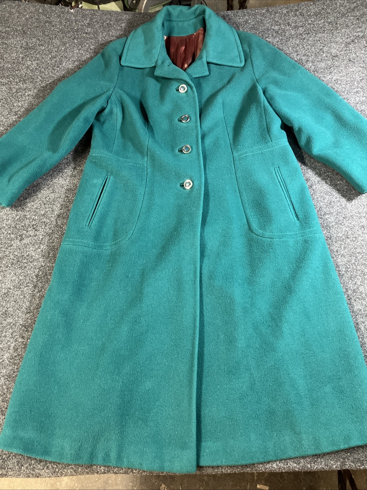 Vtg 60s Lorendale 100% Cashmere Princess Coat Teal Green Mod Overcoat M L Vtg 60s Lorendale 100% Cashmere Princess Coat Teal Green Mod Overcoat M L