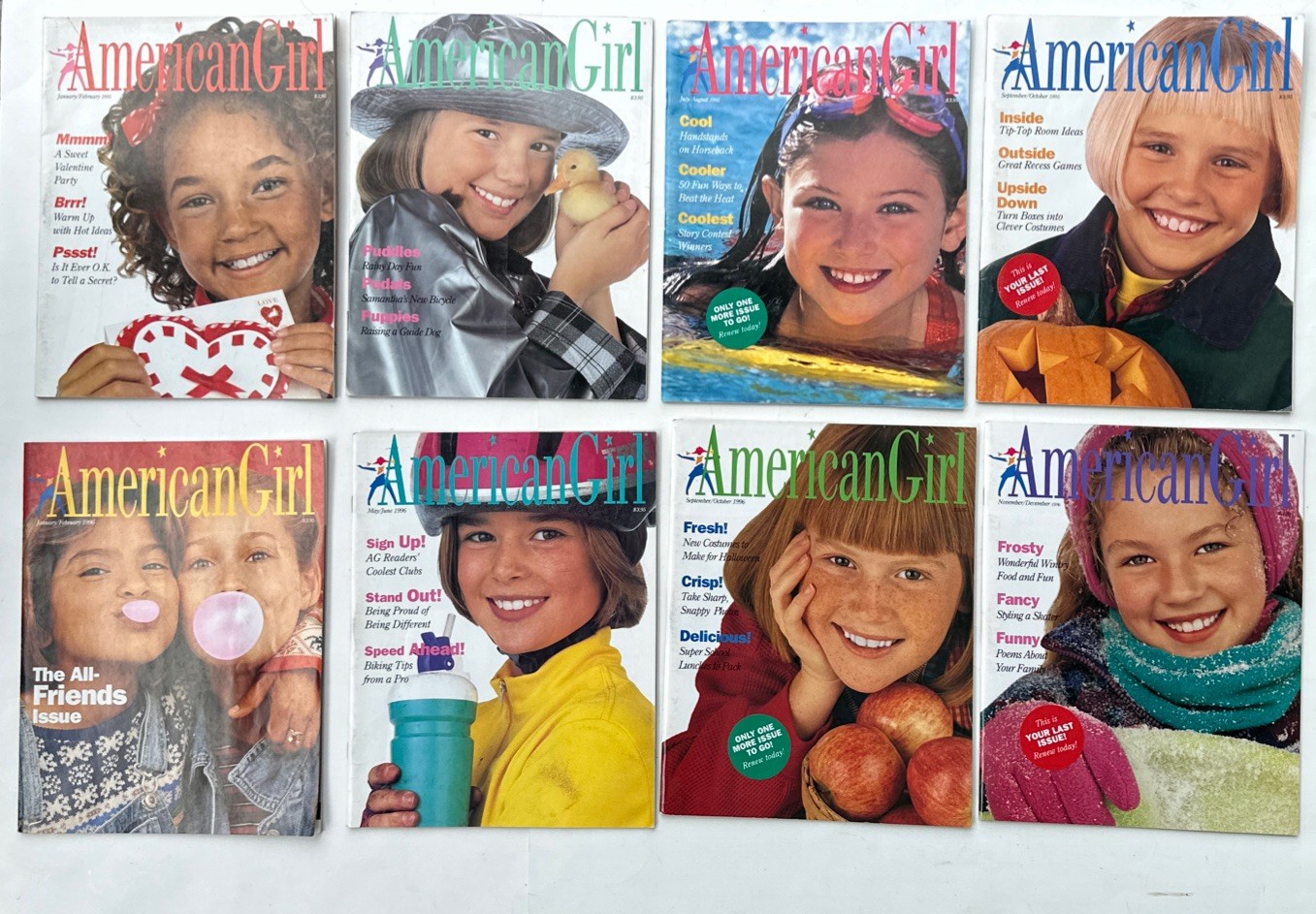 American Girl Magazine Collection Vintage 1995 - 1996 Lot of 8 DOLLS ATTACHED
