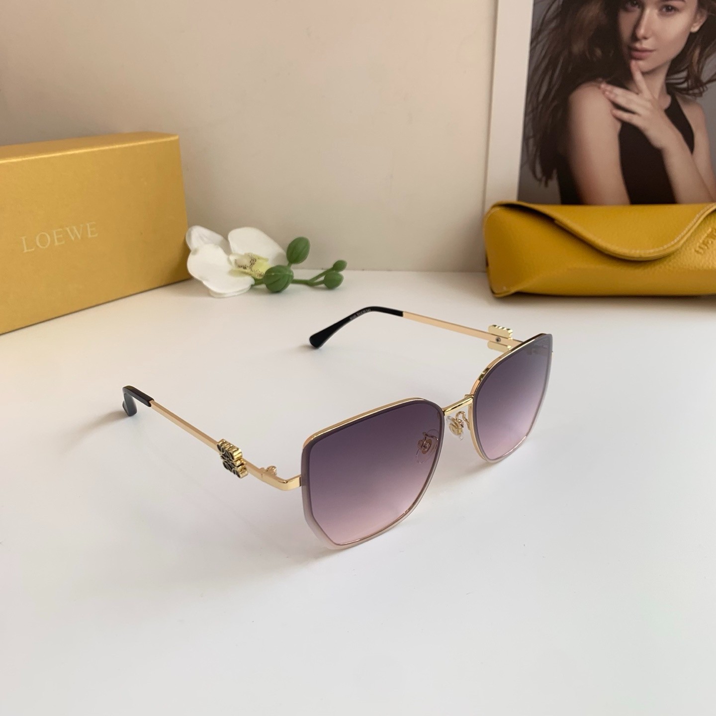 Loewe Vintage-Style Metal Square-Frame Sunglasses Loewe Vintage-Style Metal Square-Frame Sunglasses