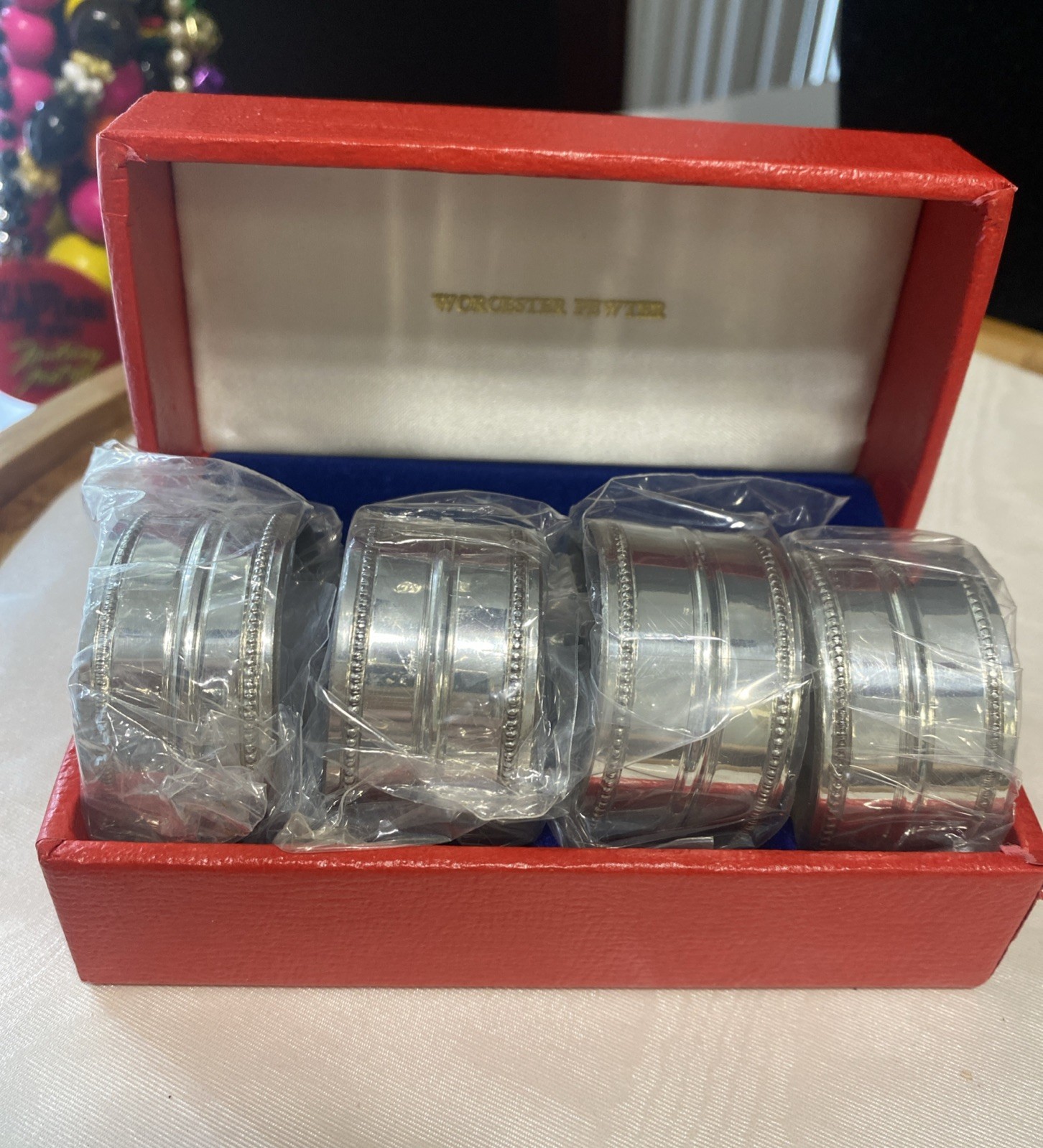 vintage Worcester Pewter napkin rings