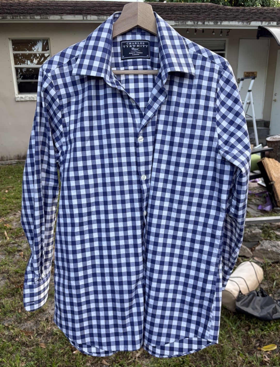 NWOT Charles Tyrwhitt Mens Blue Gingham Check Casual Shirt Size M Medium NWOT Charles Tyrwhitt Mens Blue Gingham Check Casual Shirt Size M Medium