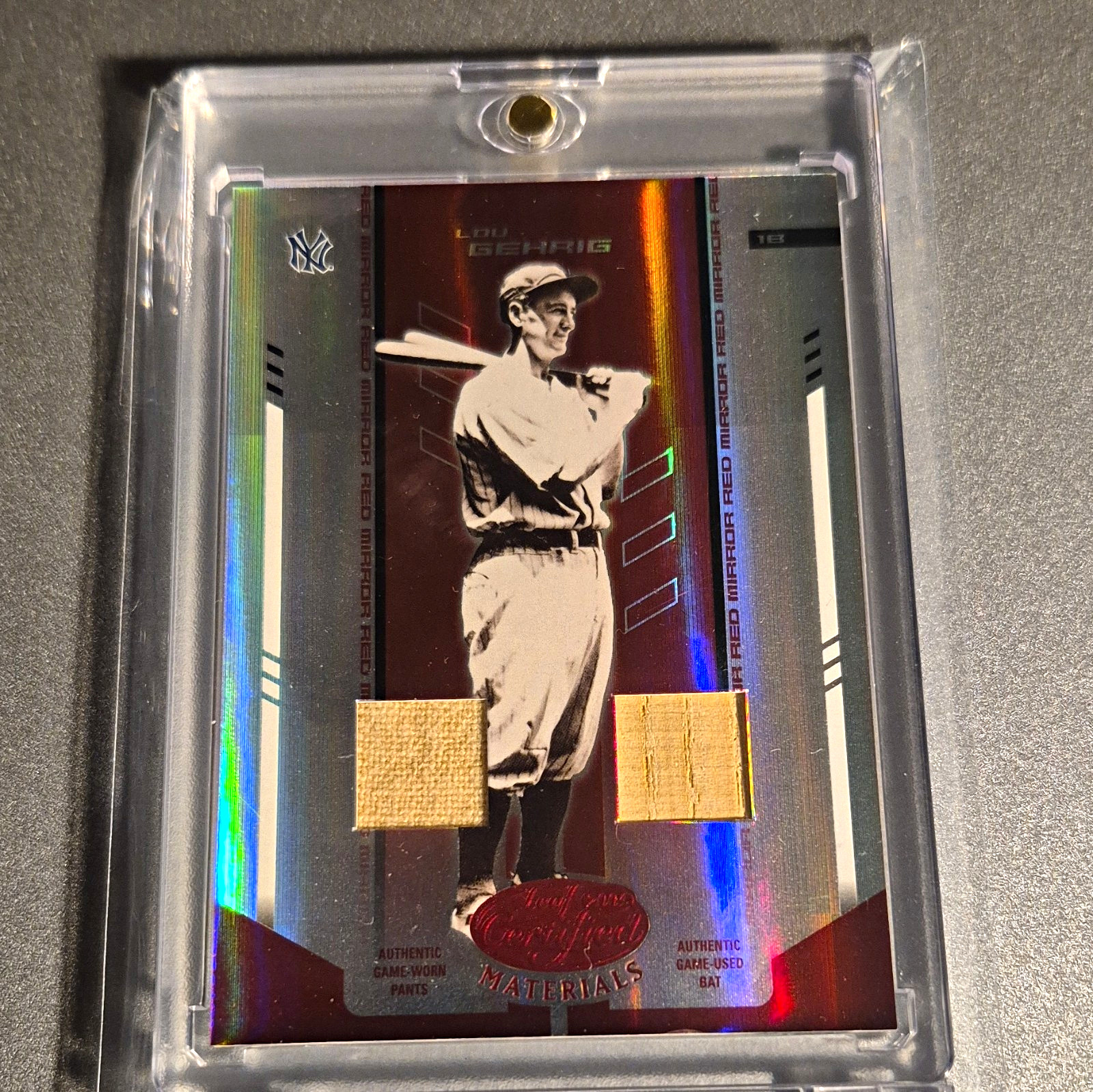 2004 DONRUSS PLAYOFF MIRROR LOU GEHRIG DUAL MEMORABILIA PANTS/BAT 35/50 2004 DONRUSS PLAYOFF MIRROR LOU GEHRIG DUAL MEMORABILIA PANTS/BAT 35/50