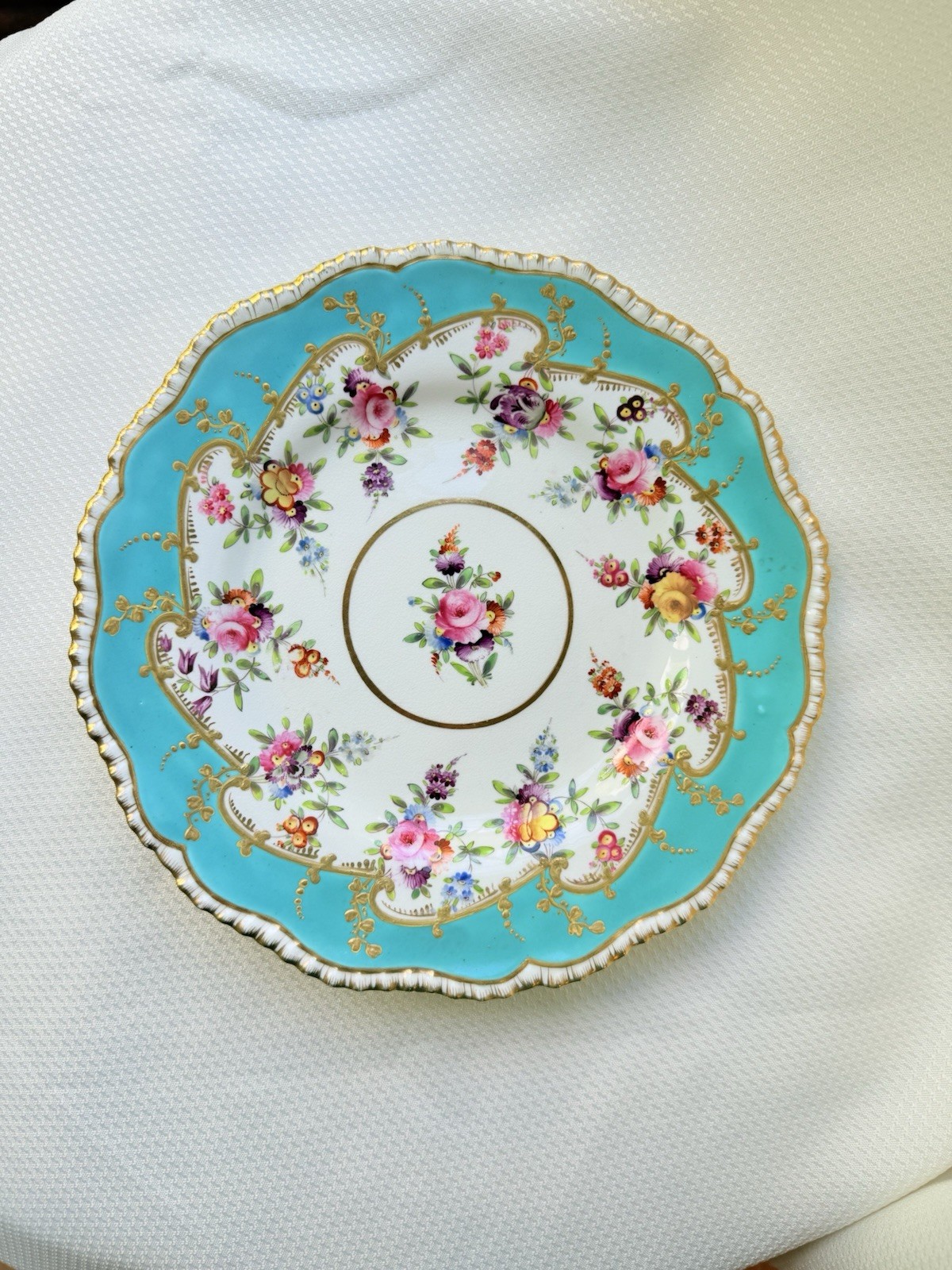 Minton? Coalport? Royal Worcester? Style Cabinet Plate Turquoise Minton? Coalport? Royal Worcester? Style Cabinet Plate Turquoise
